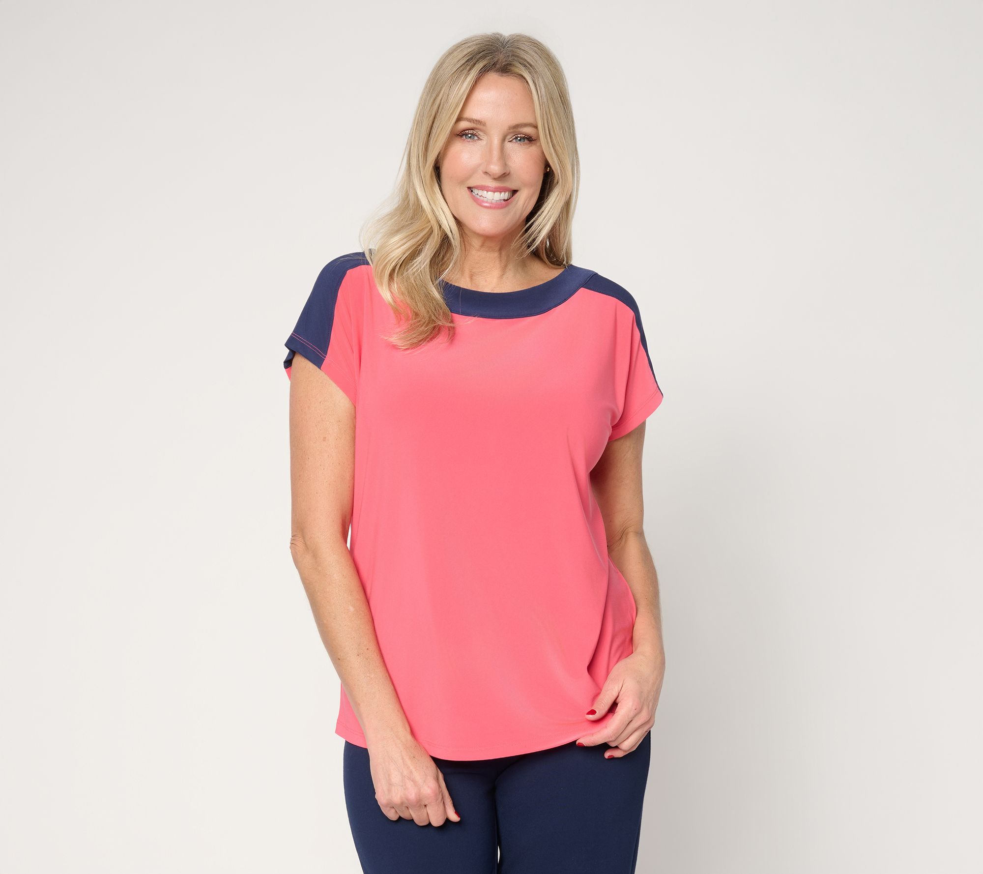 "As Is" Women with Control Jersey Color Blocked Top