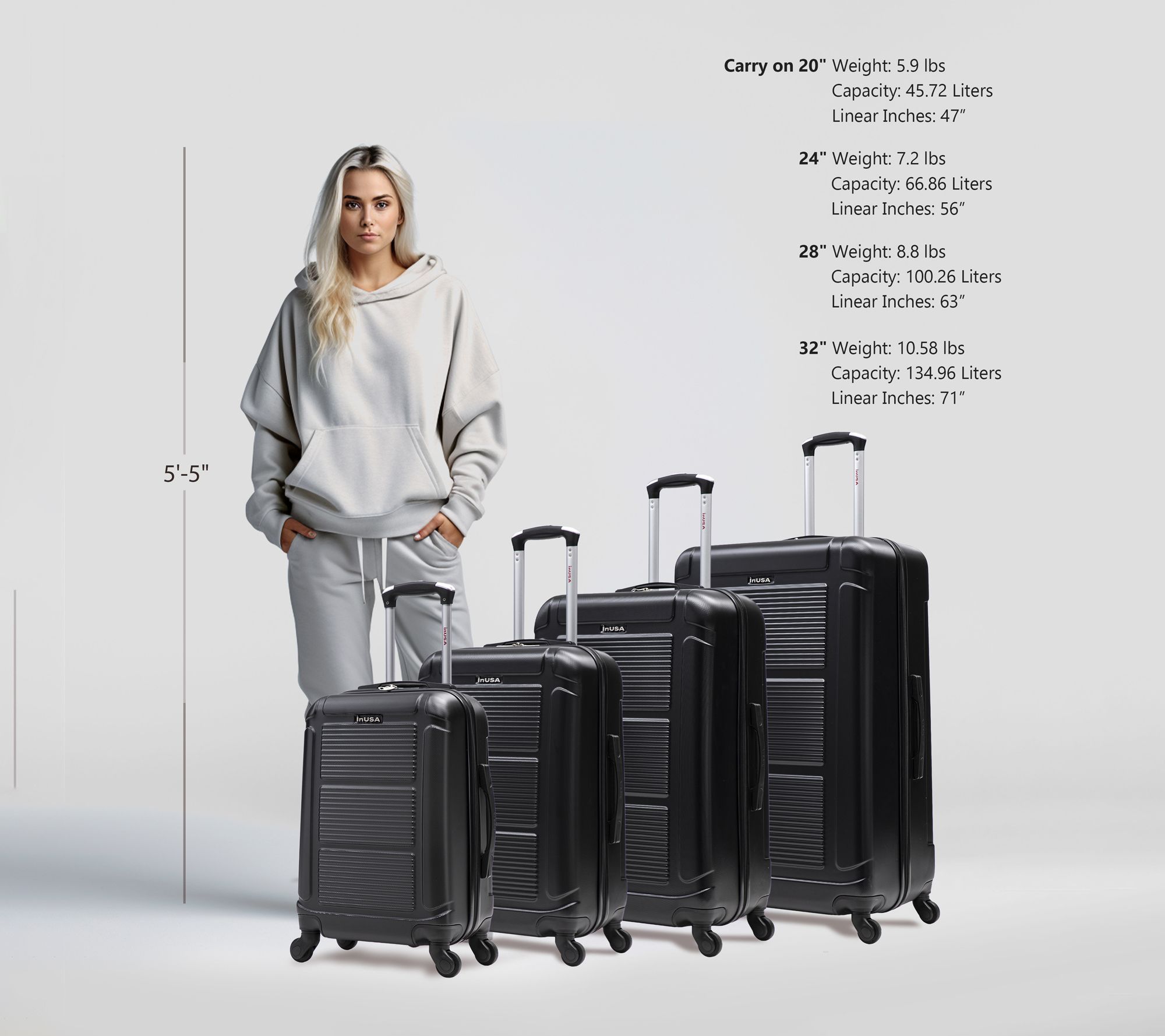 InUSA Pilot Lightweight Hardside 4 Piece Set - QVC.com