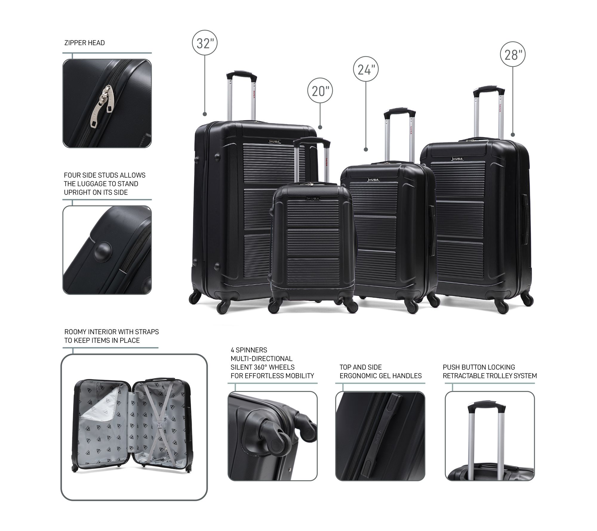 InUSA Pilot Lightweight Hardside 4 Piece Set - QVC.com