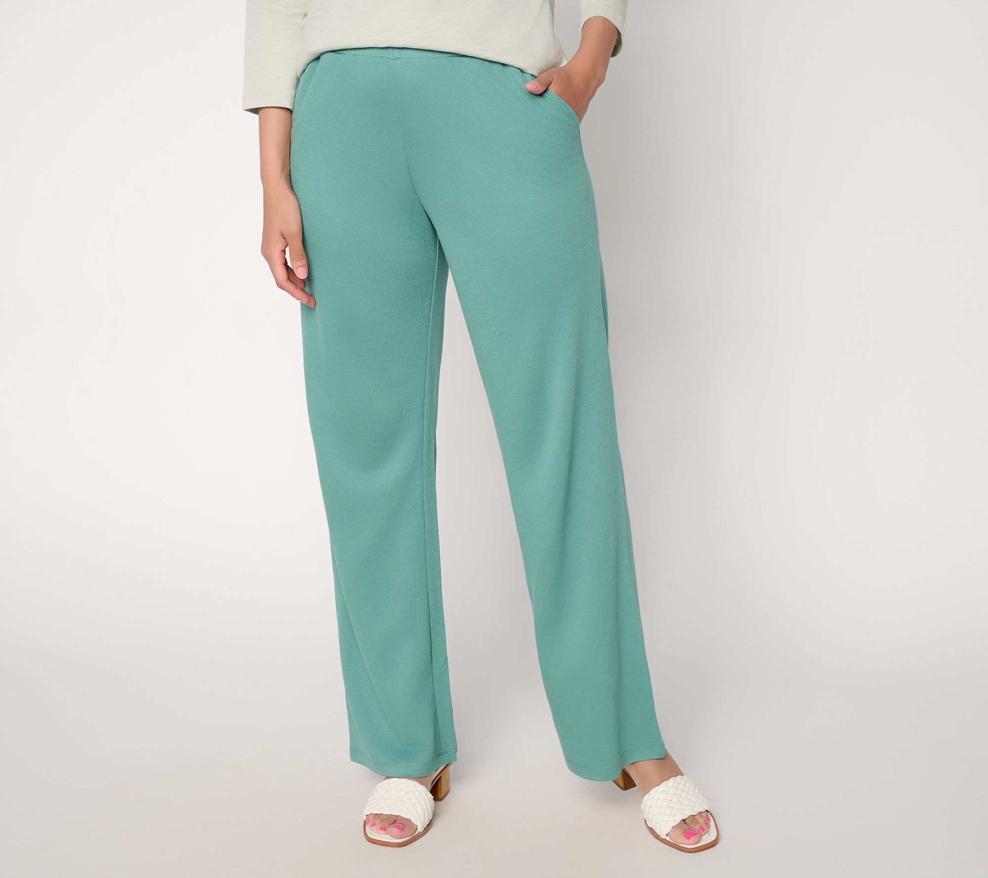 "As Is" Belle by Kim Gravel Regular Cabana Knit Full Length Pant