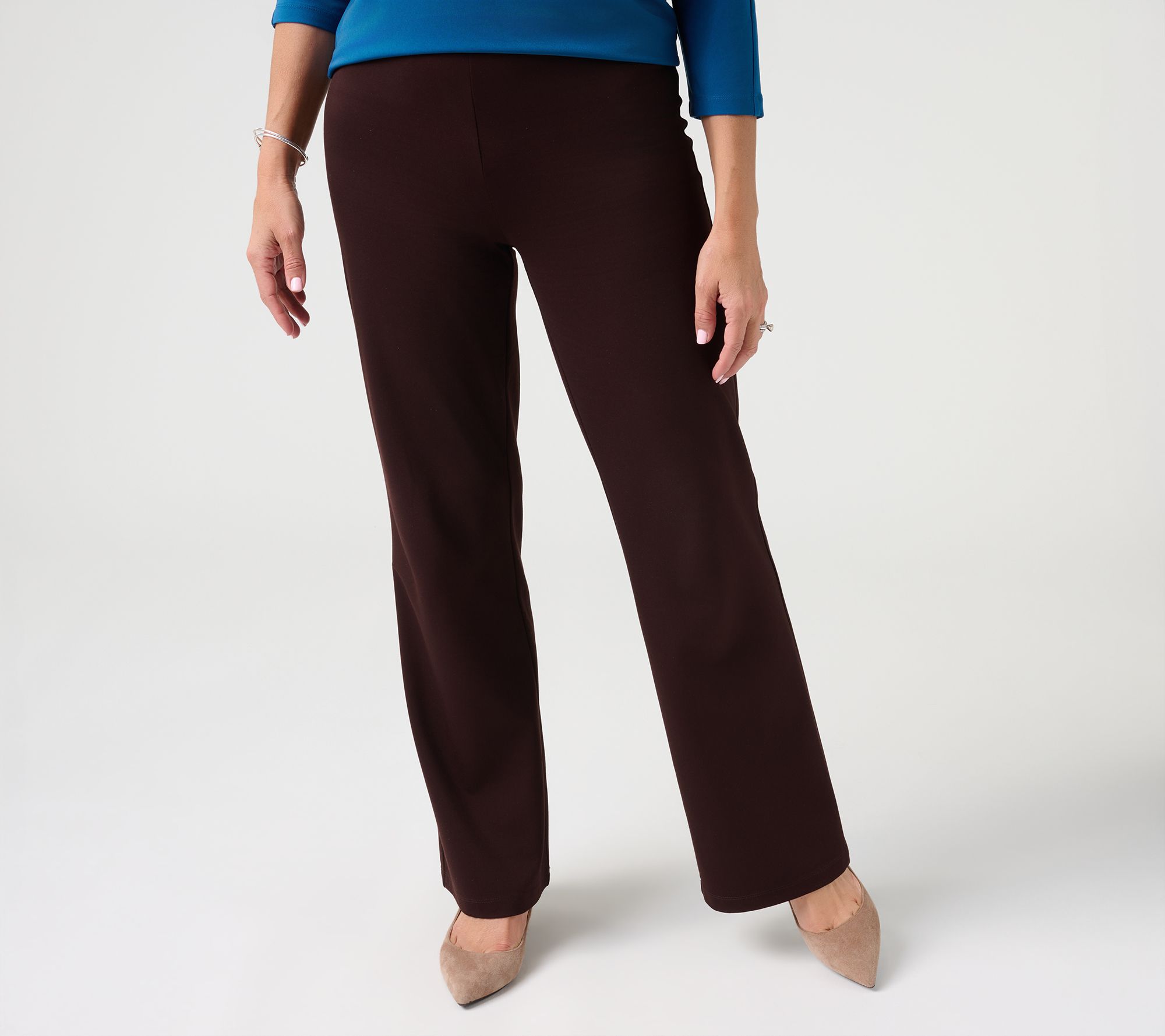 Susan Graver Petite Liquid Ponte Bootcut Pants