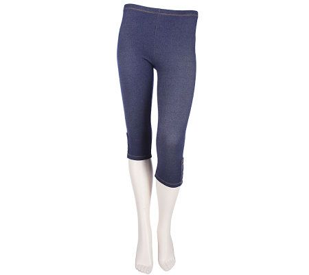 Legacy Legwear Denim Pedal Pusher with Snaps - QVC.com