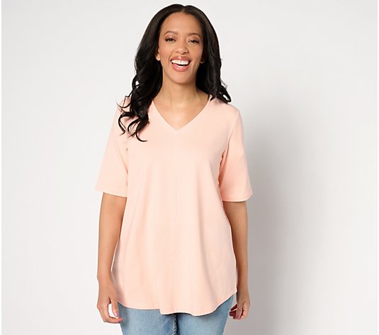 Denim & Co. Essentials Elbow Sleeve Top with Seaming Detail