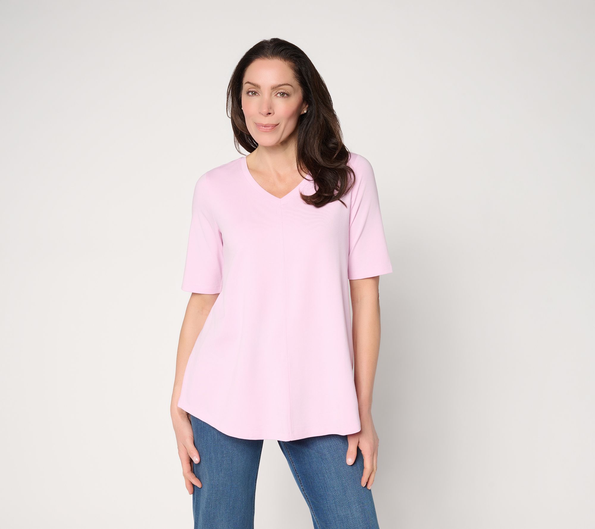 Denim & Co. Essentials Elbow Sleeve Top with Seaming Detail