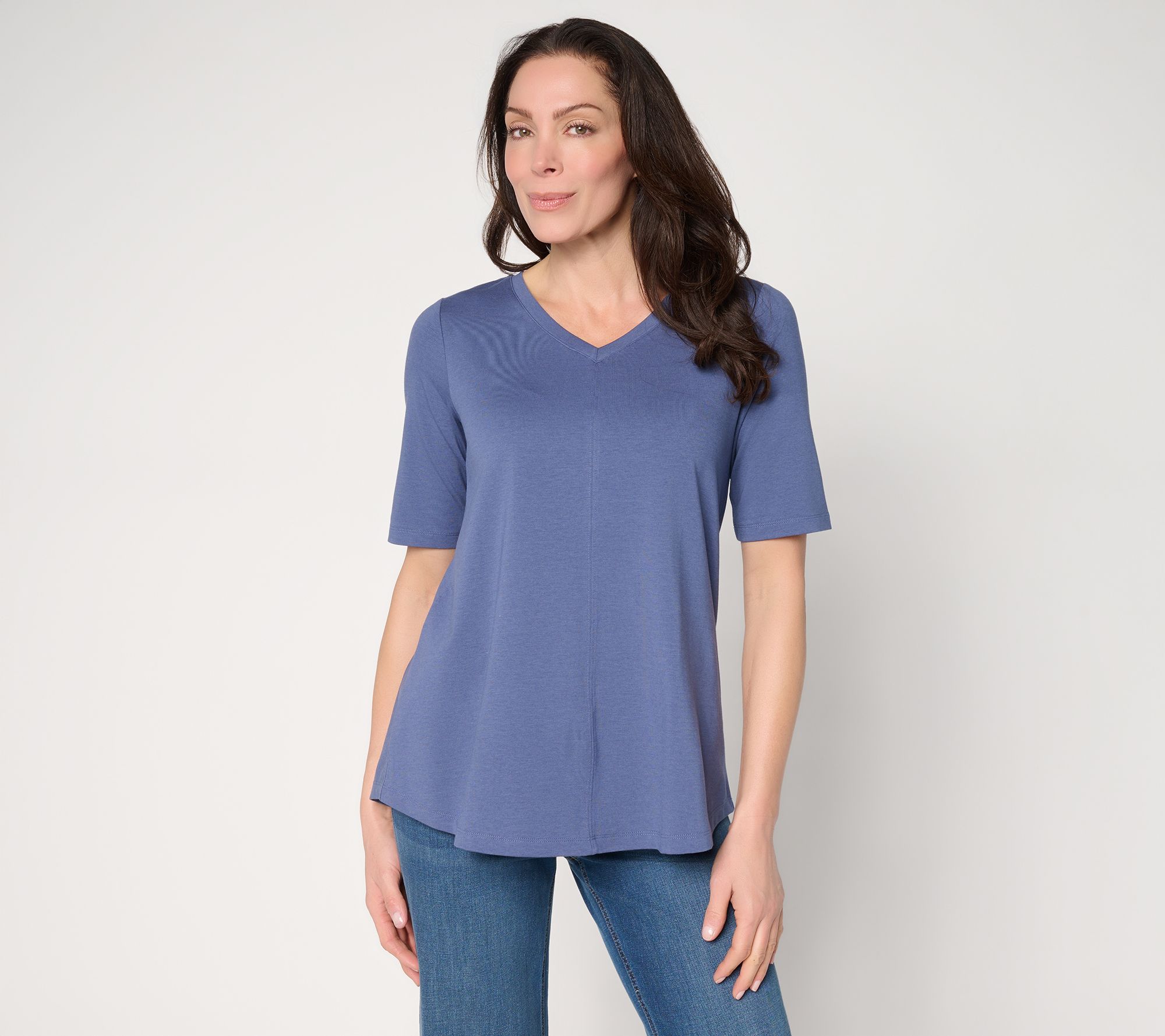 Denim & Co. Essentials Elbow Sleeve Top with Seaming Detail