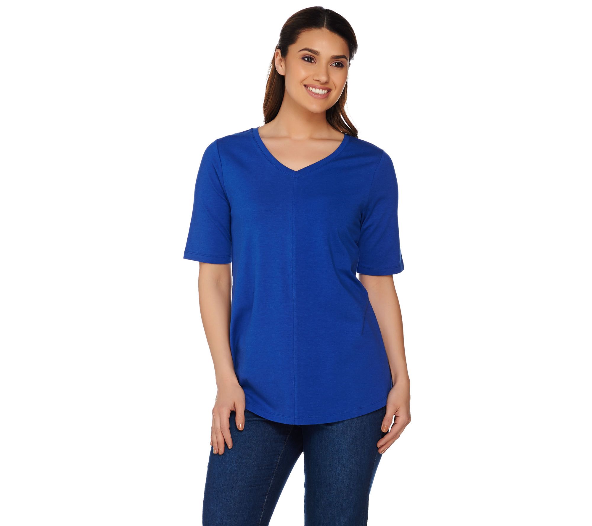 Denim & Co. Essentials Elbow Sleeve Top with Seaming Detail