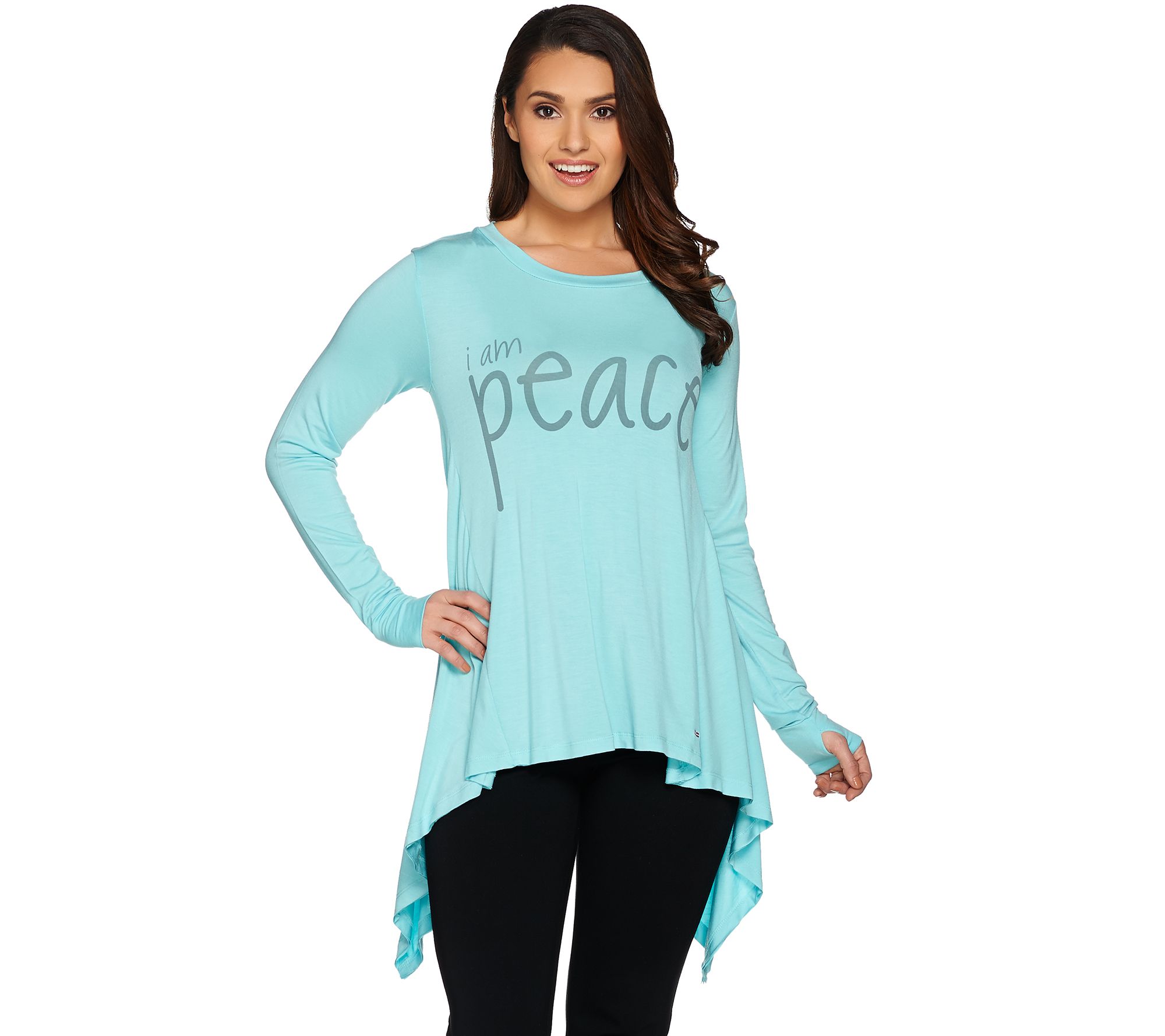 Peace Love World Long Sleeve Knit Top with Asymmetric Hem - Page 1 ...