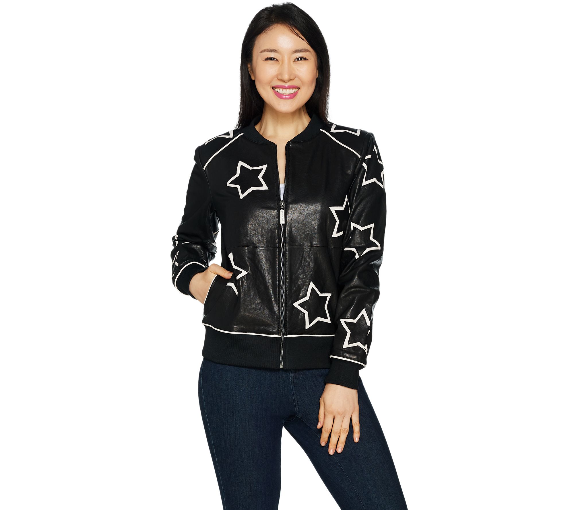 Peace Love World Star Applique Leather Jacket w/ Affirmation - Page 1 ...