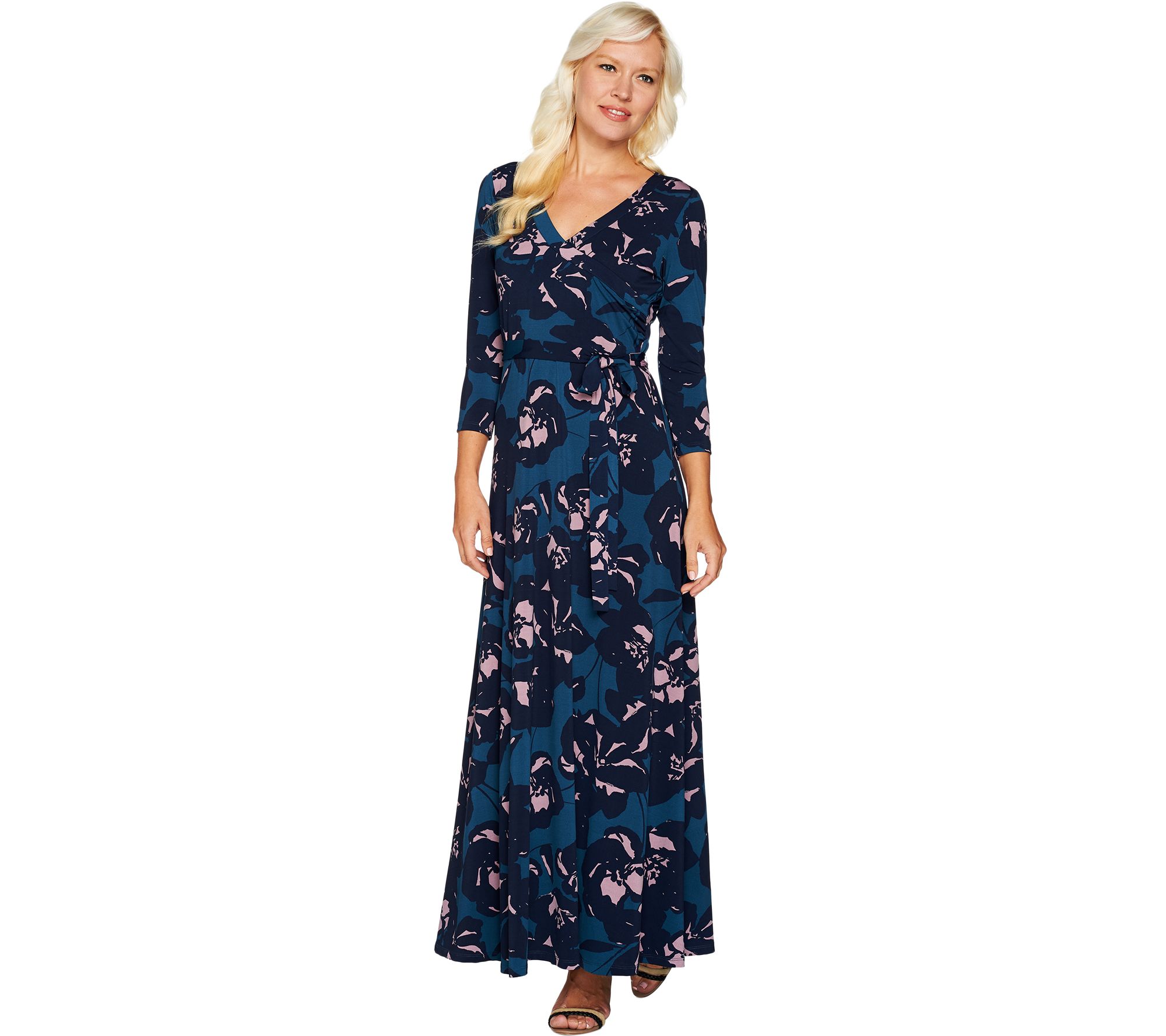 Du Jour Regular Printed Faux Wrap Knit Maxi Dress - Page 1 — QVC.com