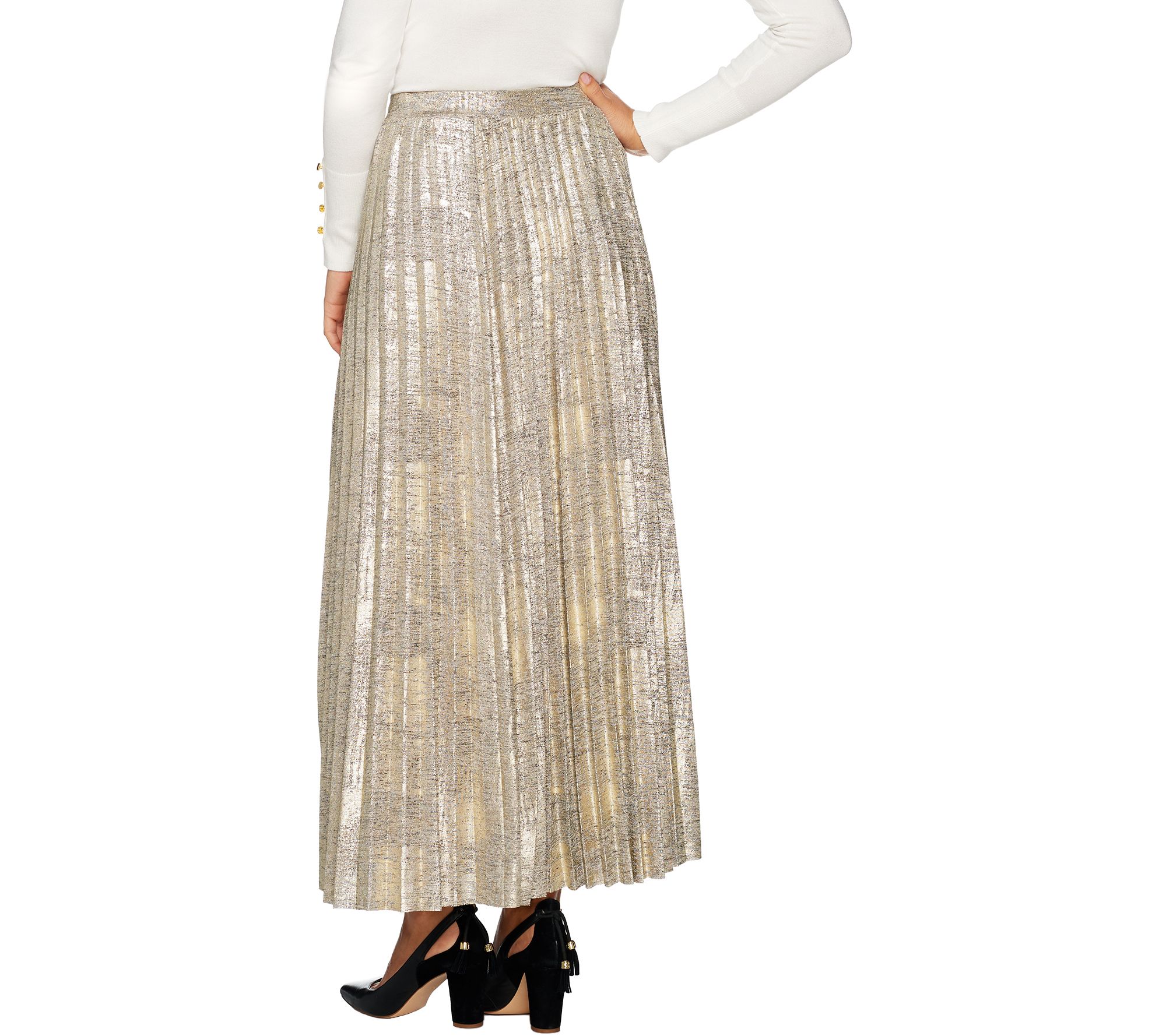 Gold pleated skirt on sale qvc