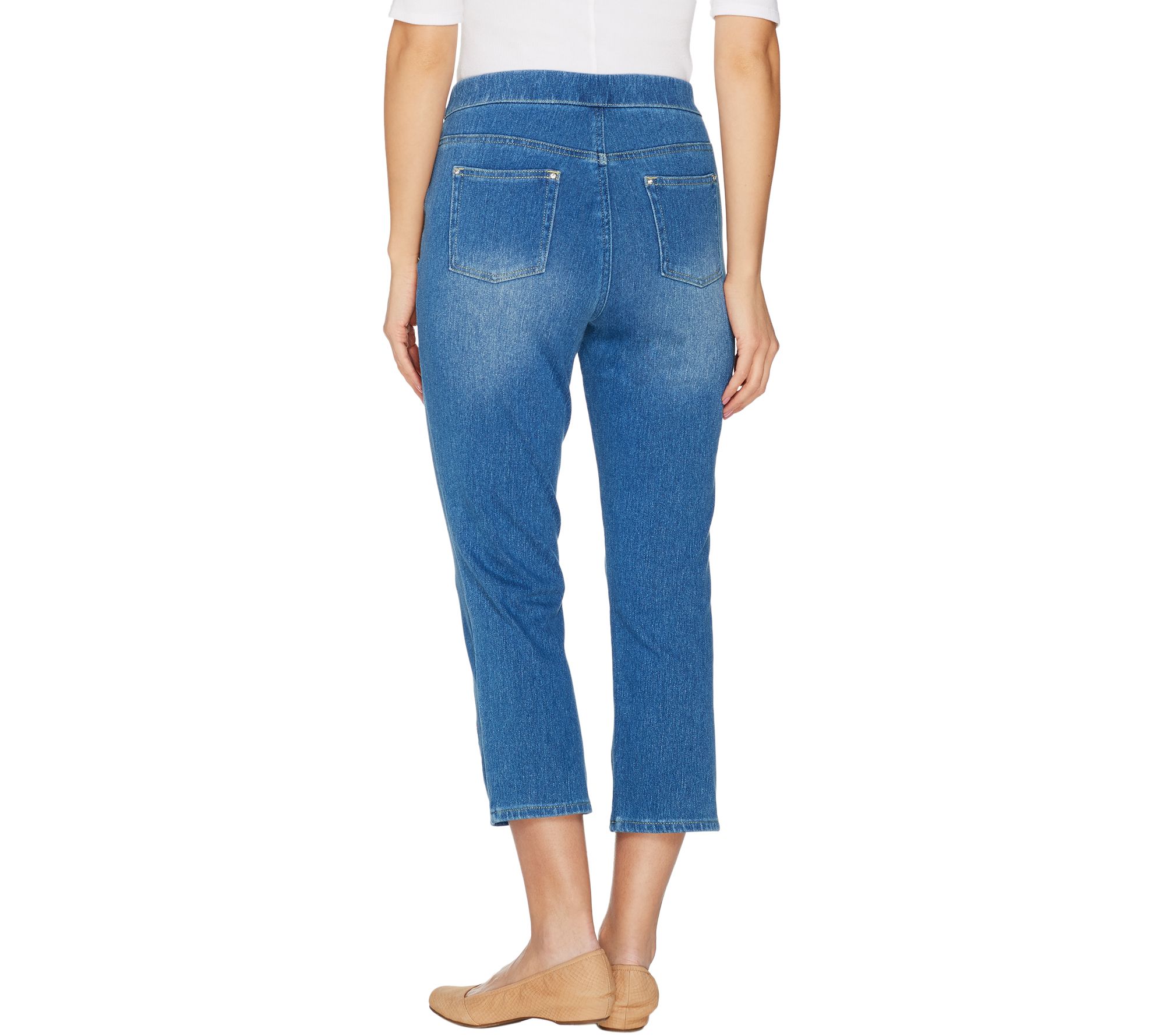 Belle by Kim Gravel Flexibelle Embroidered Crop Jeans - QVC.com