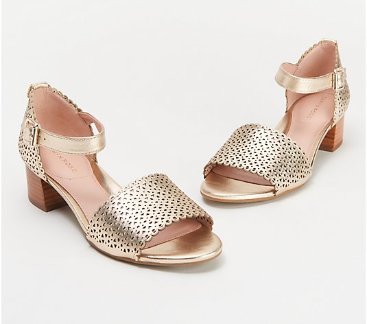 Taryn Rose Perforated Leather Heeled Sandals - Marina