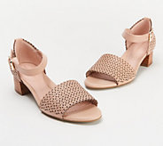 Taryn Rose Perforated Leather Heeled Sandals - Marina - A374386
