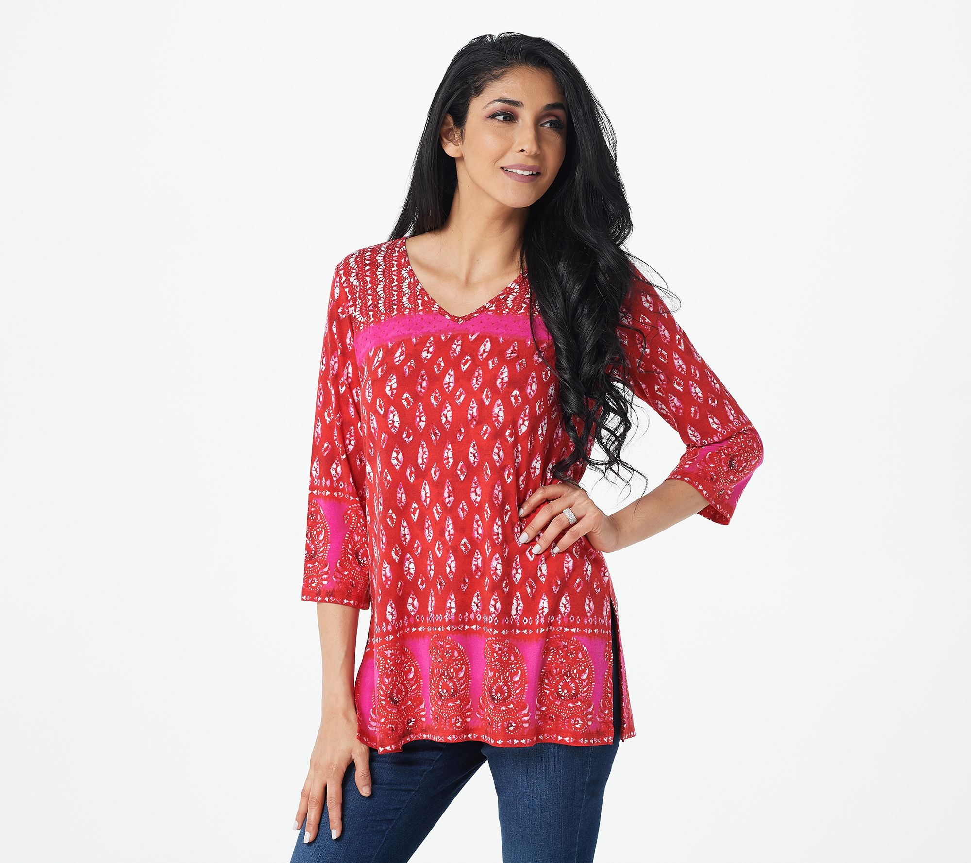 Linea by Louis Dell'Olio India Print Knit Top - QVC.com