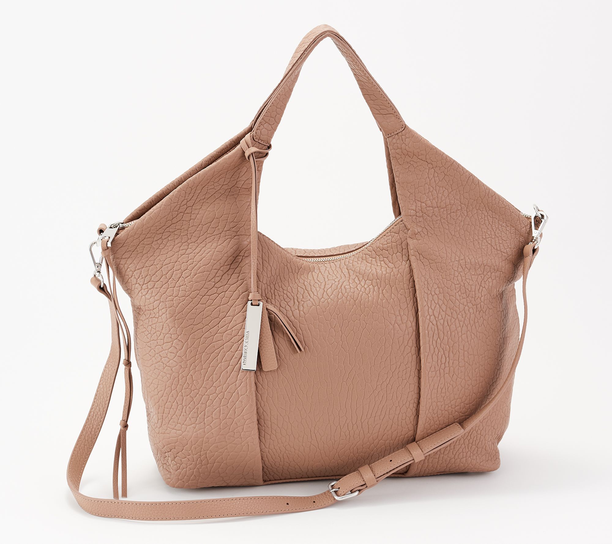Vince Camuto Convertible Lamb Leather Pleated Tote - Steph - QVC.com
