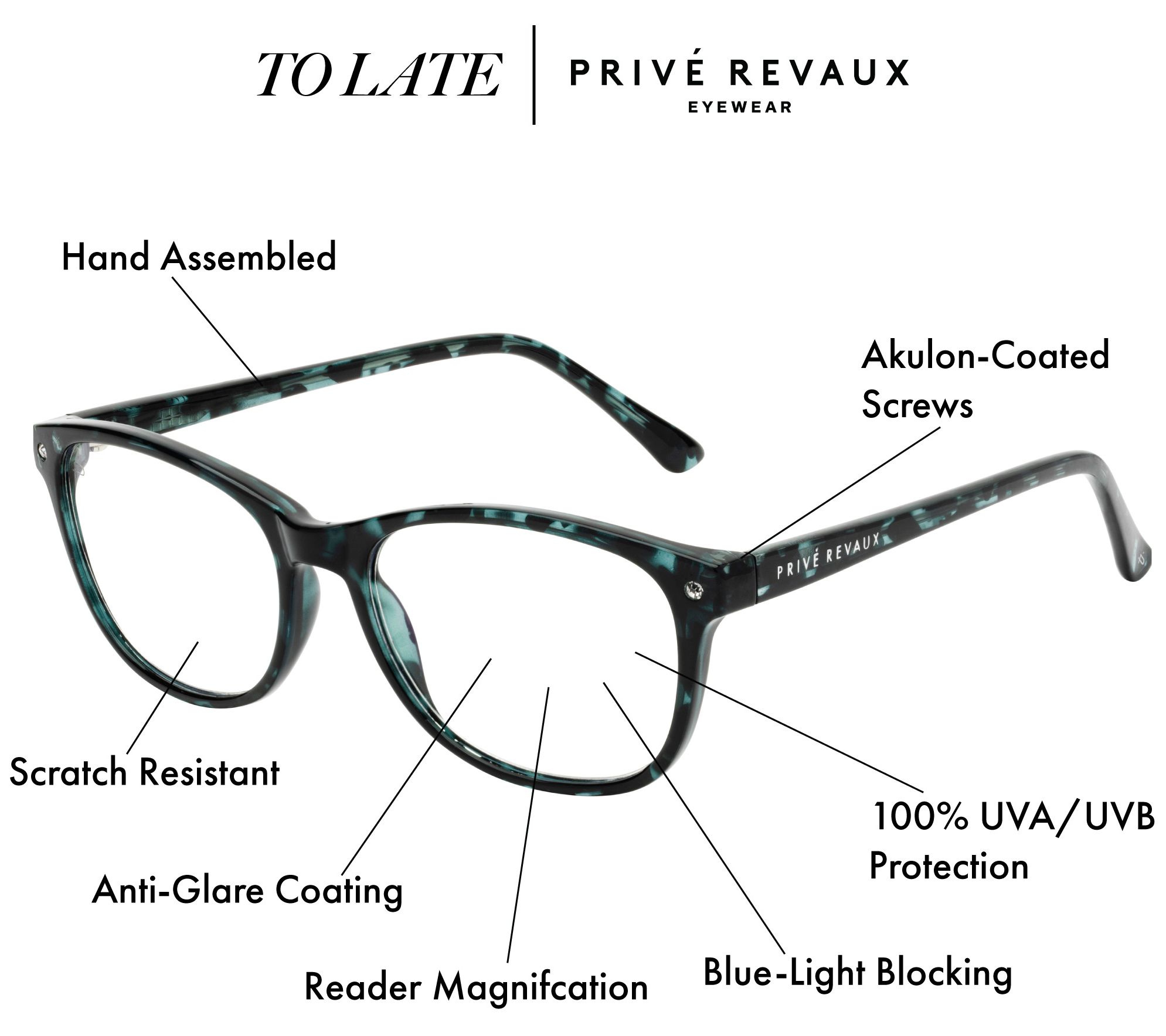 Prive Revaux Too Late Blue Light Readers Strength 0-2.5 