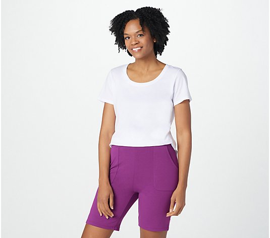 Denim & Co. Active Brushed French Terry Shorts with Side Slits