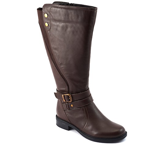 David Tate Adjustable-Strap Wide-Calf Leather Boots - Saratoga