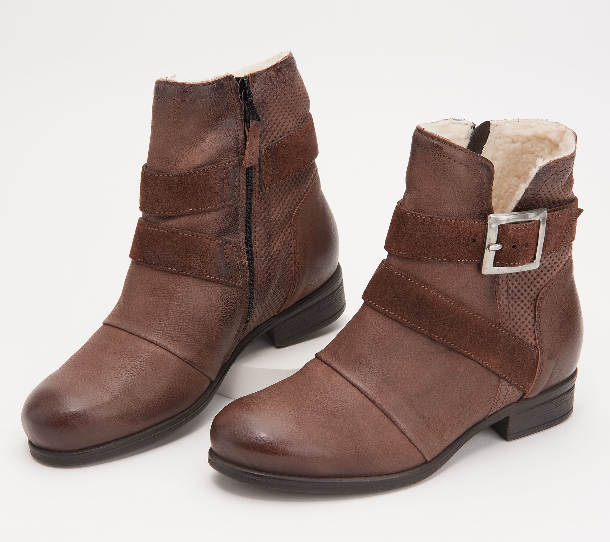 Miz Mooz Leather Wide Width Buckled Ankle Boots - Sabel