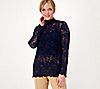 Susan Graver Occasions Stretch Lace Long Sleeve Mock Neck Top