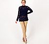 Susan Graver Occasions Stretch Lace Long Sleeve Mock Neck Top, 2 of 3
