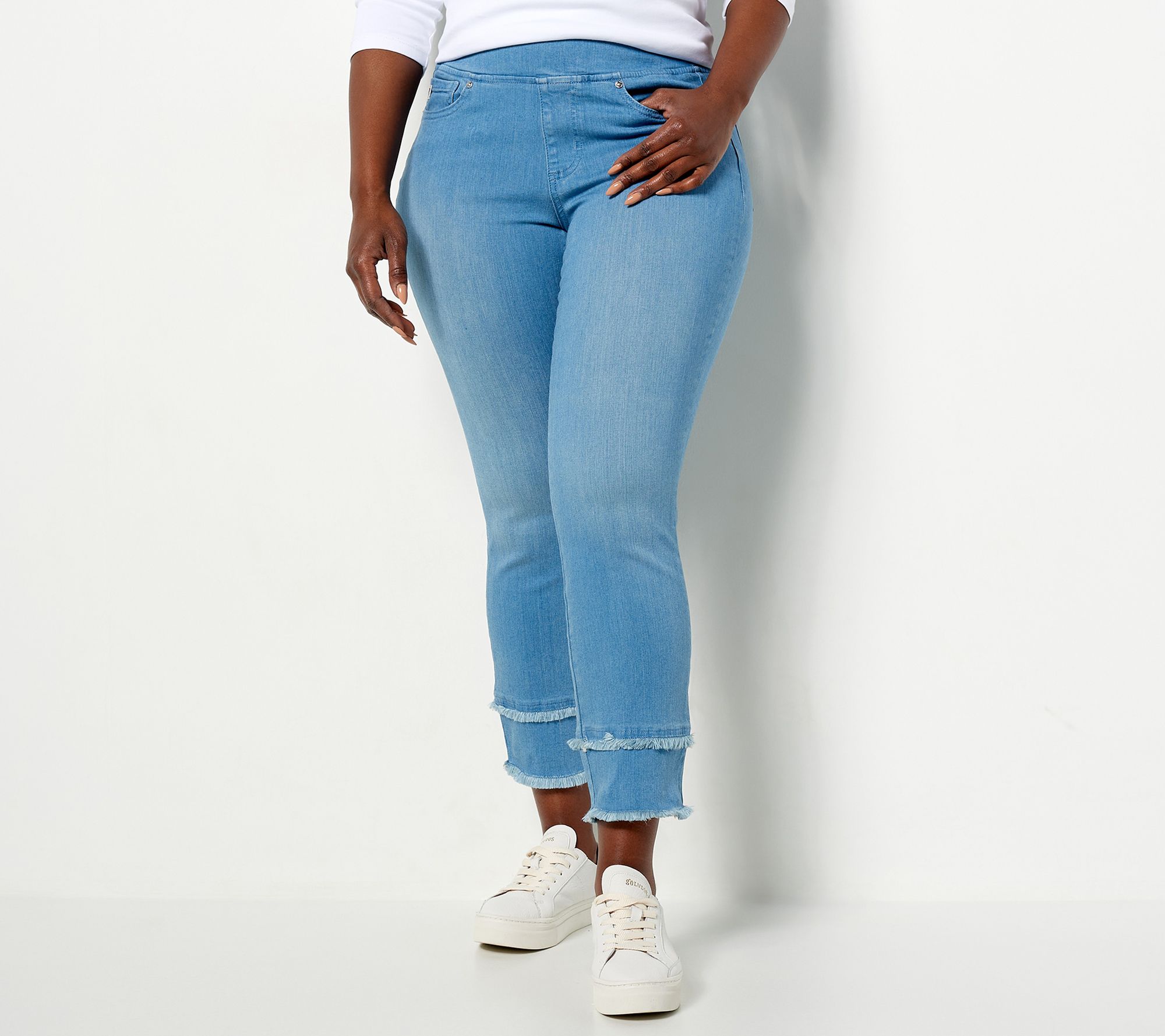 "As Is" Belle by Kim Gravel TripleLuxe Petite Denim Crop Straight