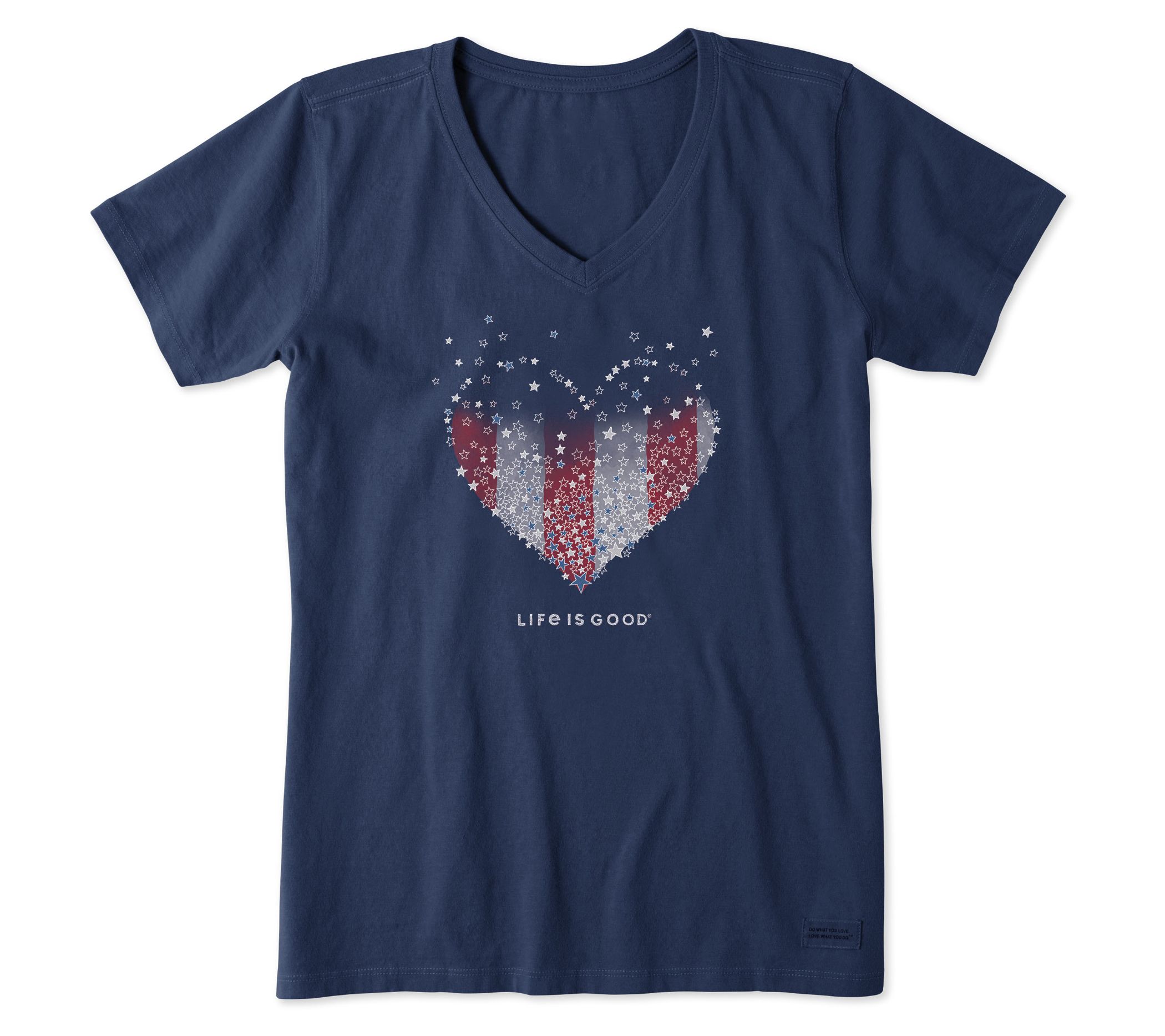 Life is Good Womens Heart Stars and Stripes Crusher Knit Tee