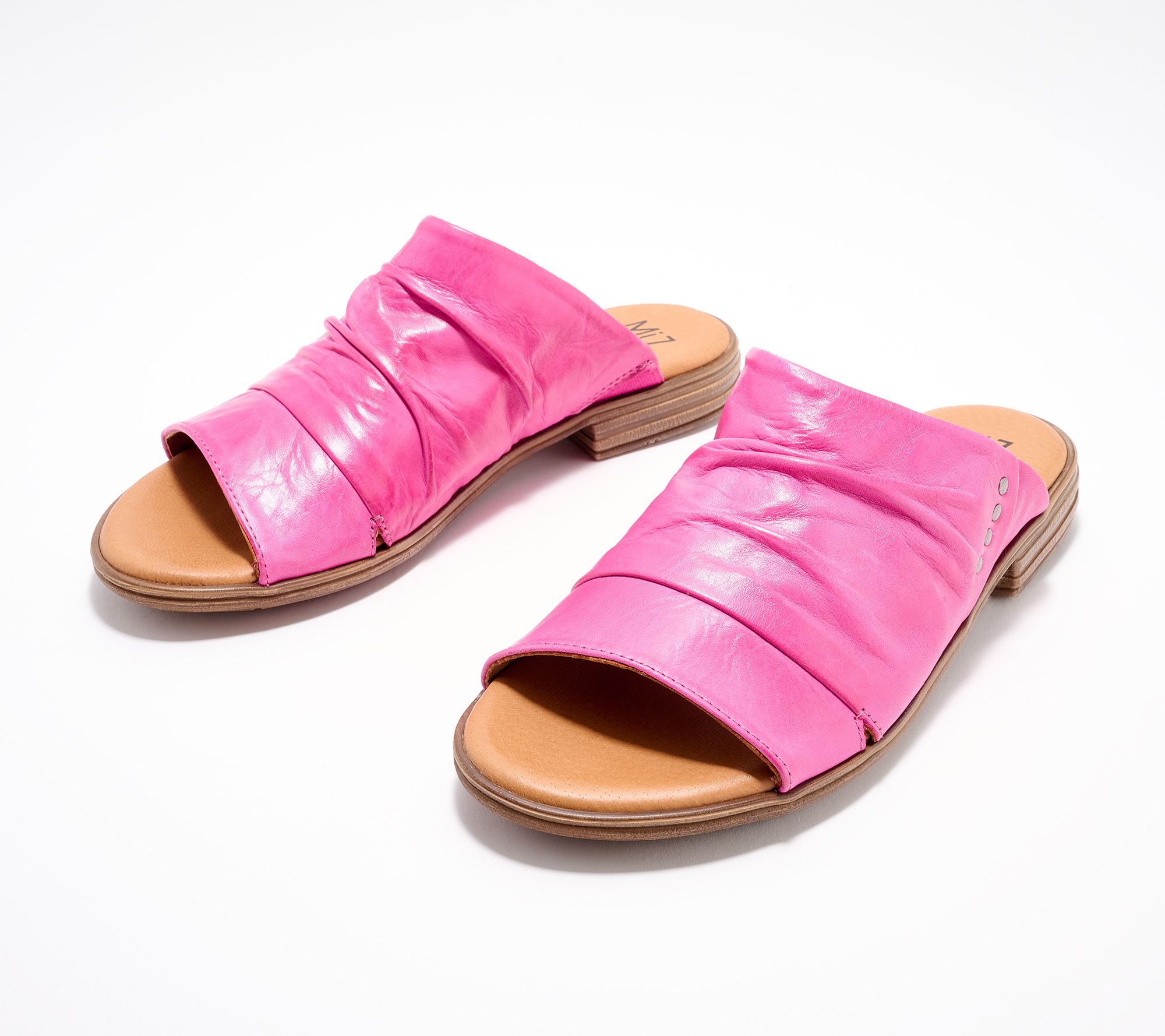 Miz Mooz Leather Slide Sandals - Dandelion - QVC.com