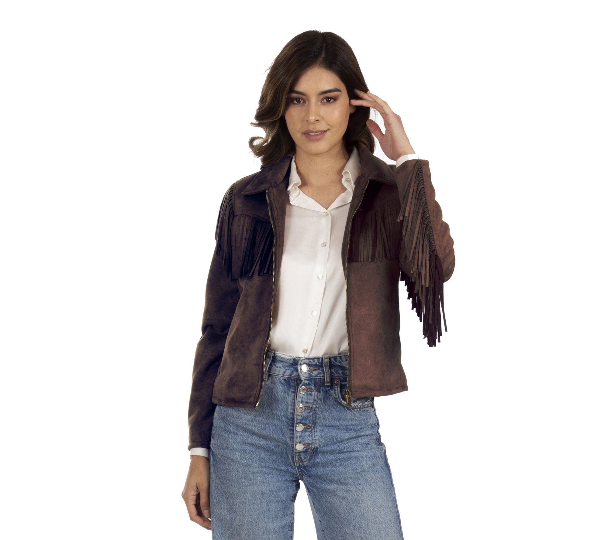  Wrangler Faux Suede Fringed Jacket for Women