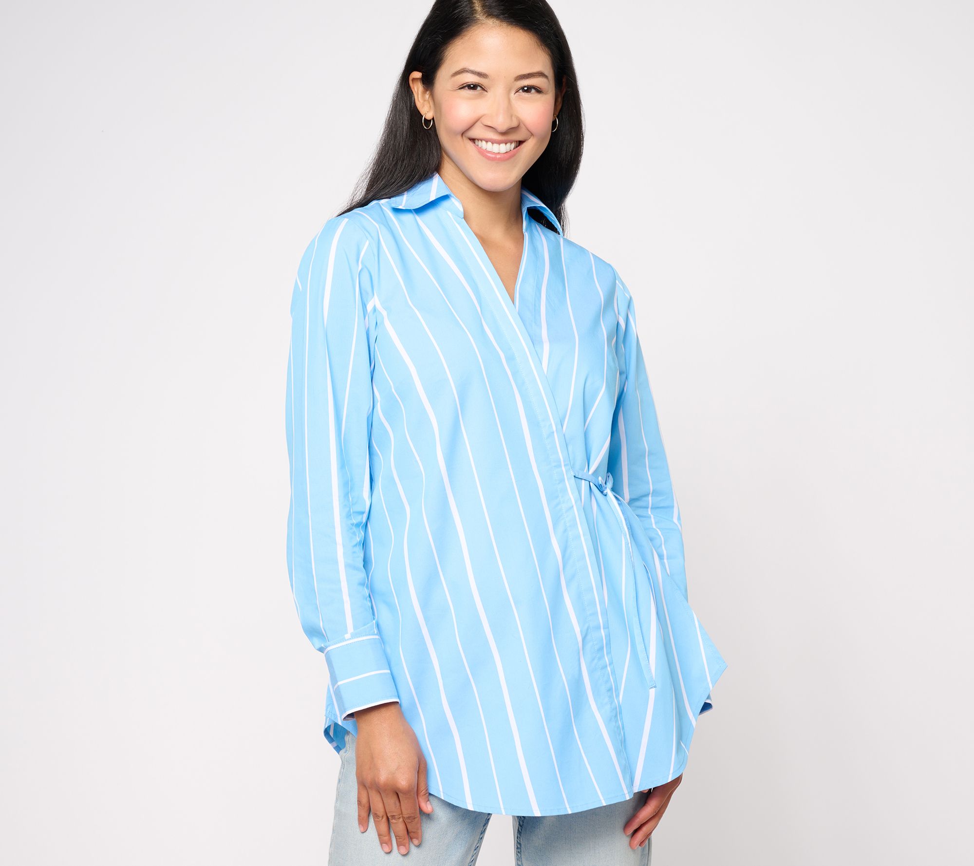 "As Is" Studio Park x Leah Williams Woven Collared Wrap Shirt