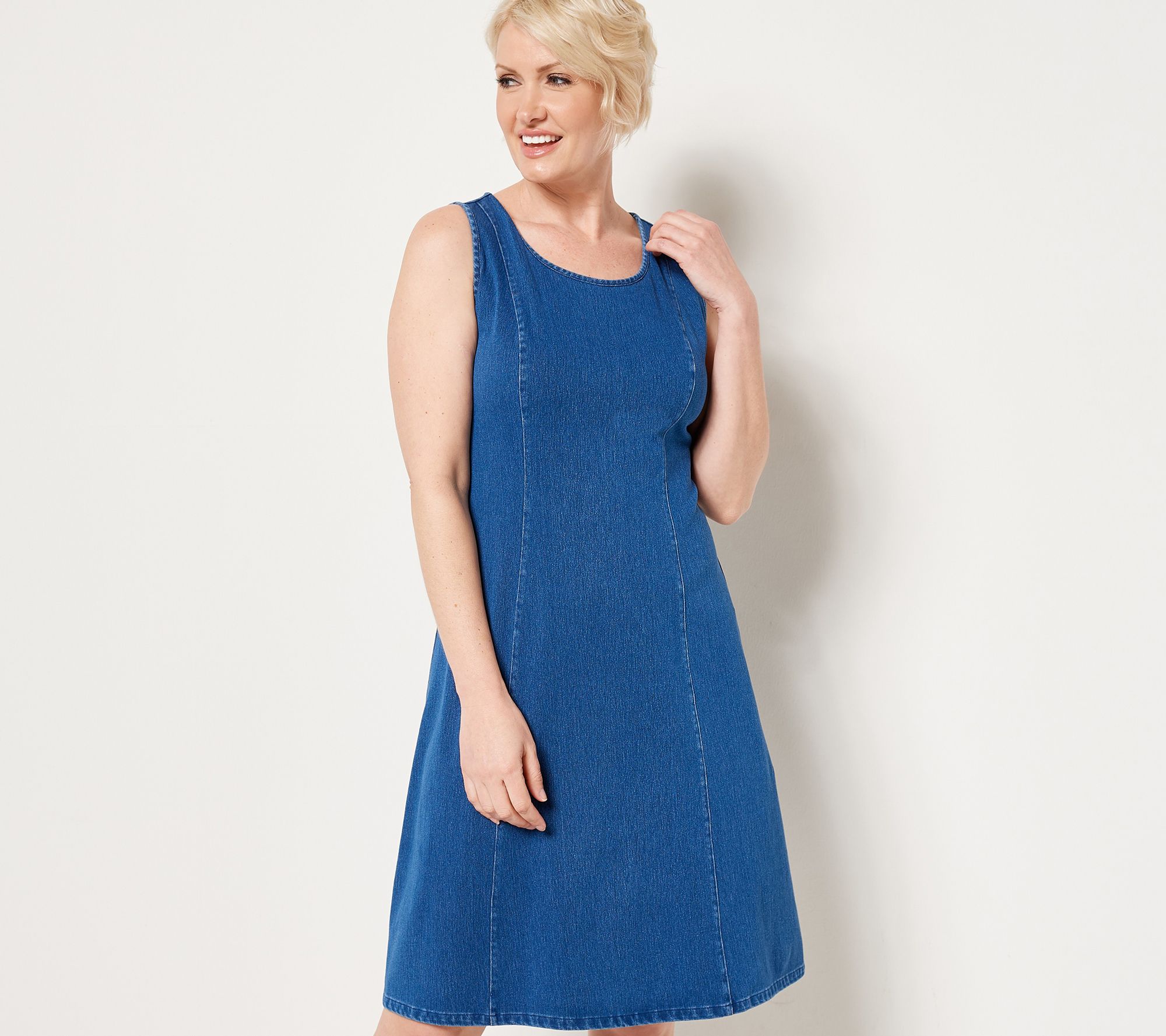 "As Is" Denim & Co. Petite Comfy Knit Air Tank Dress