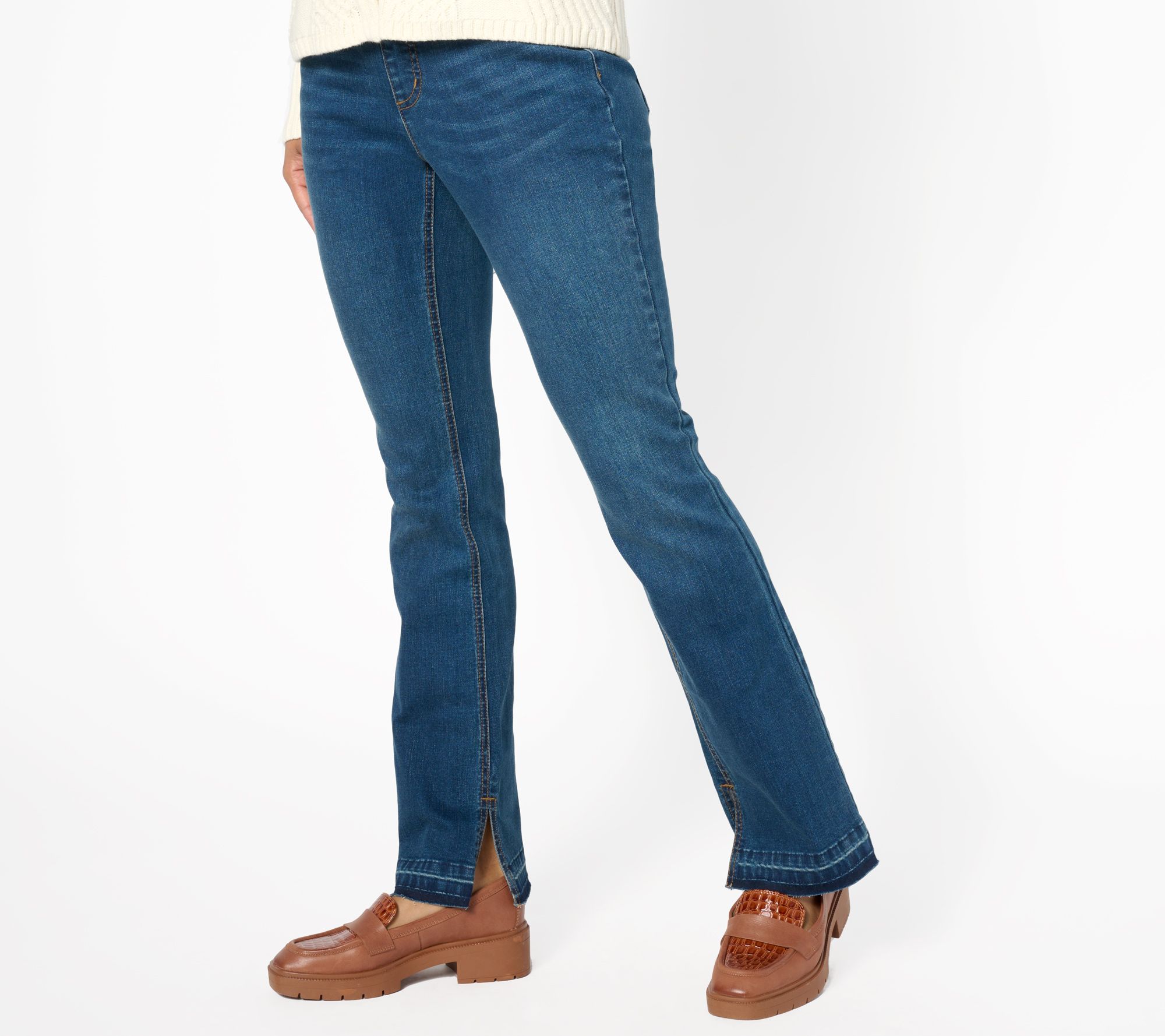 Isaac Mizrahi Live! Tall True Denim Mini Bootcut Jeans w Released Hem