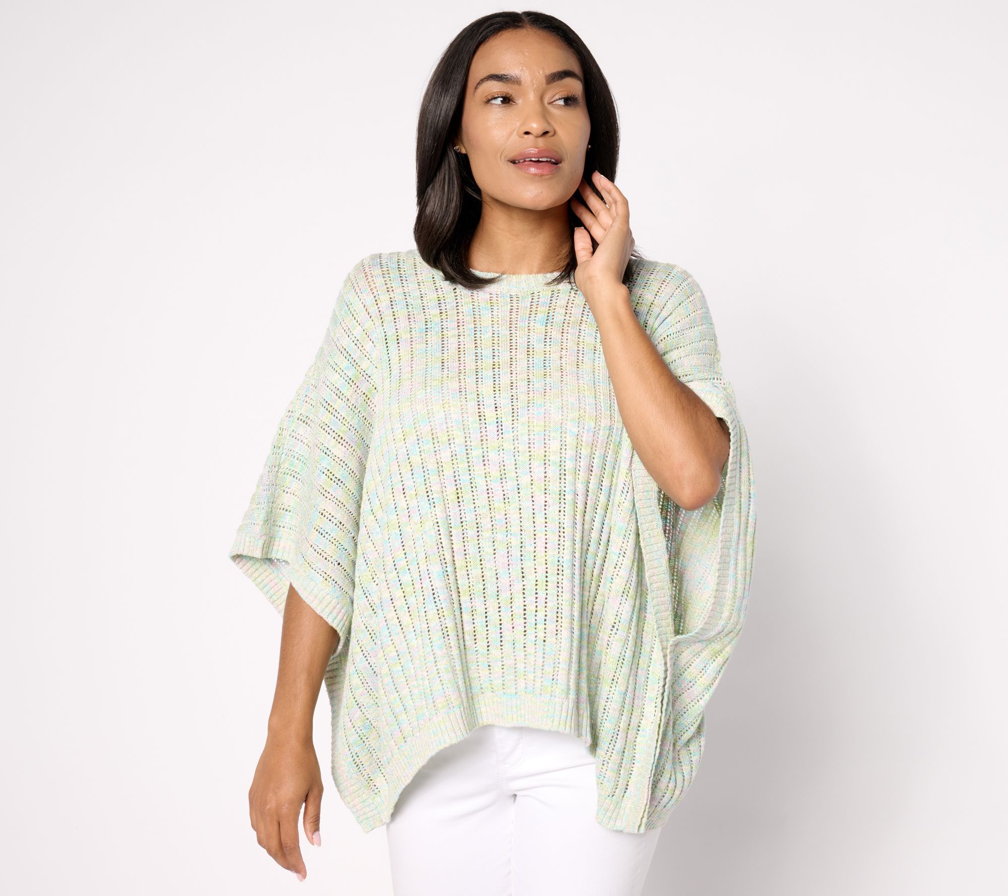 LOGO by Lori Goldstein Beach To Street Open Stitch Poncho