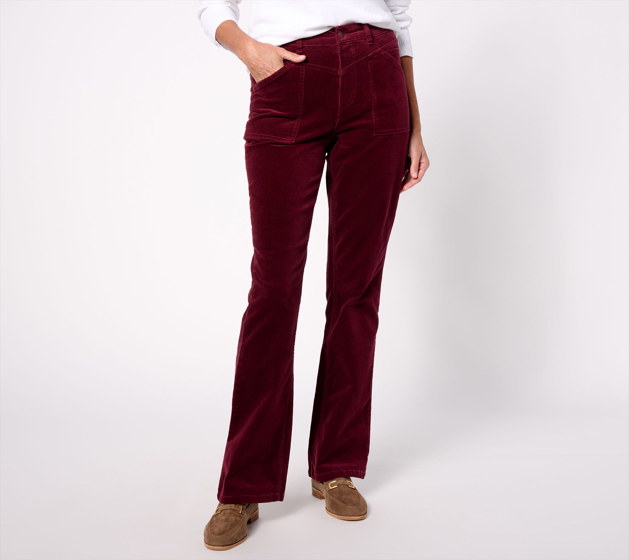 "As Is" Denim & Co. Canyon Retreat Corduroy Flare Pant w/ Pockets
