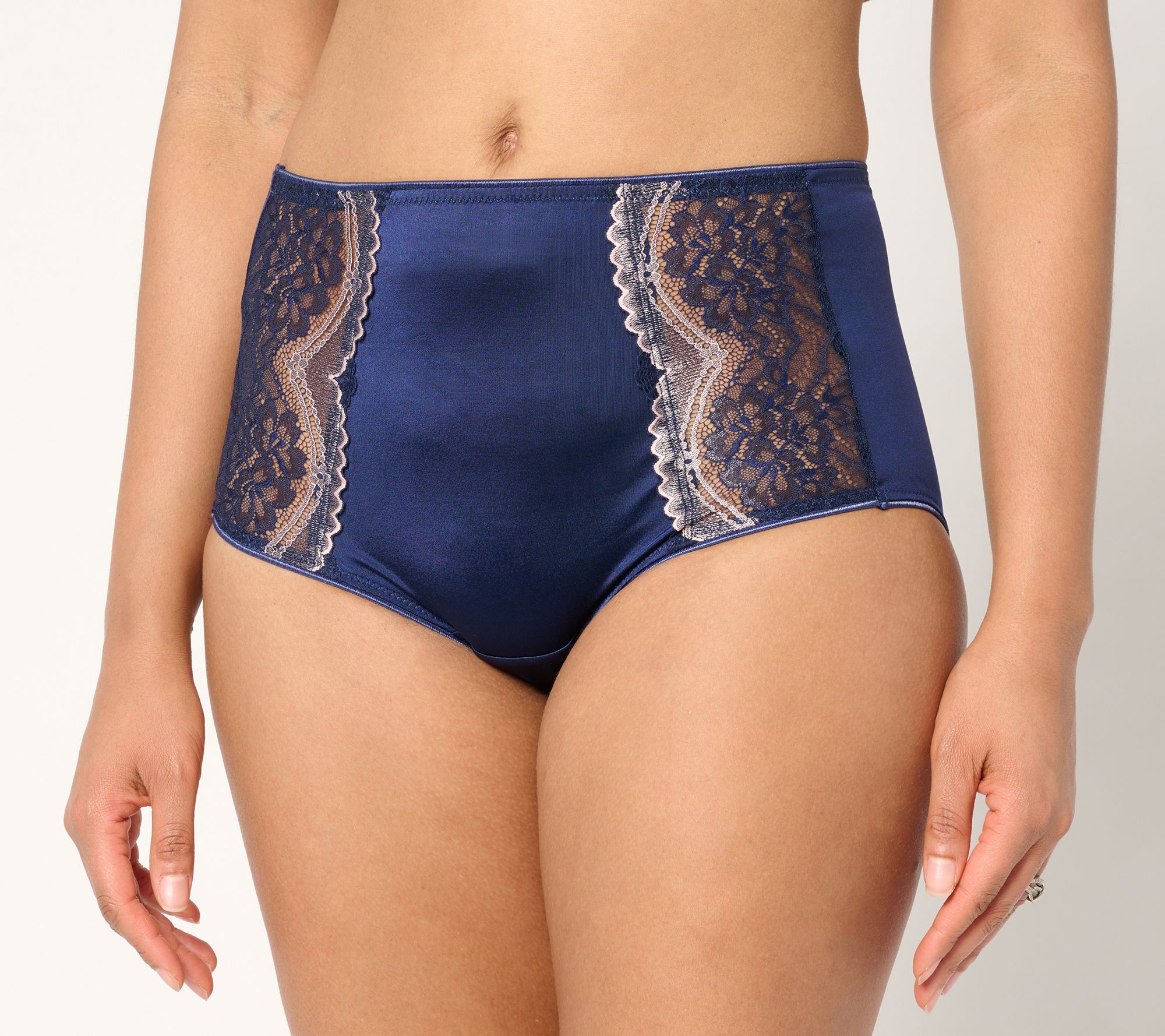 Breezies Two-Tone Lace Shimmer Hipster Brief Panty Set of 2