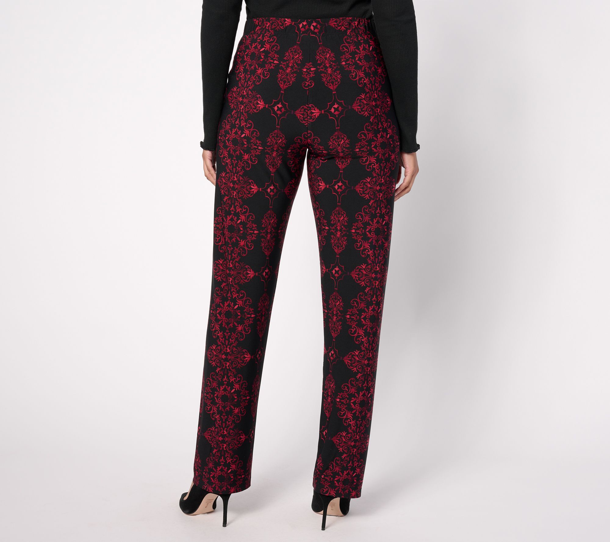 Susan Graver Petite Printed Liquid Knit Sofia Straight Pants