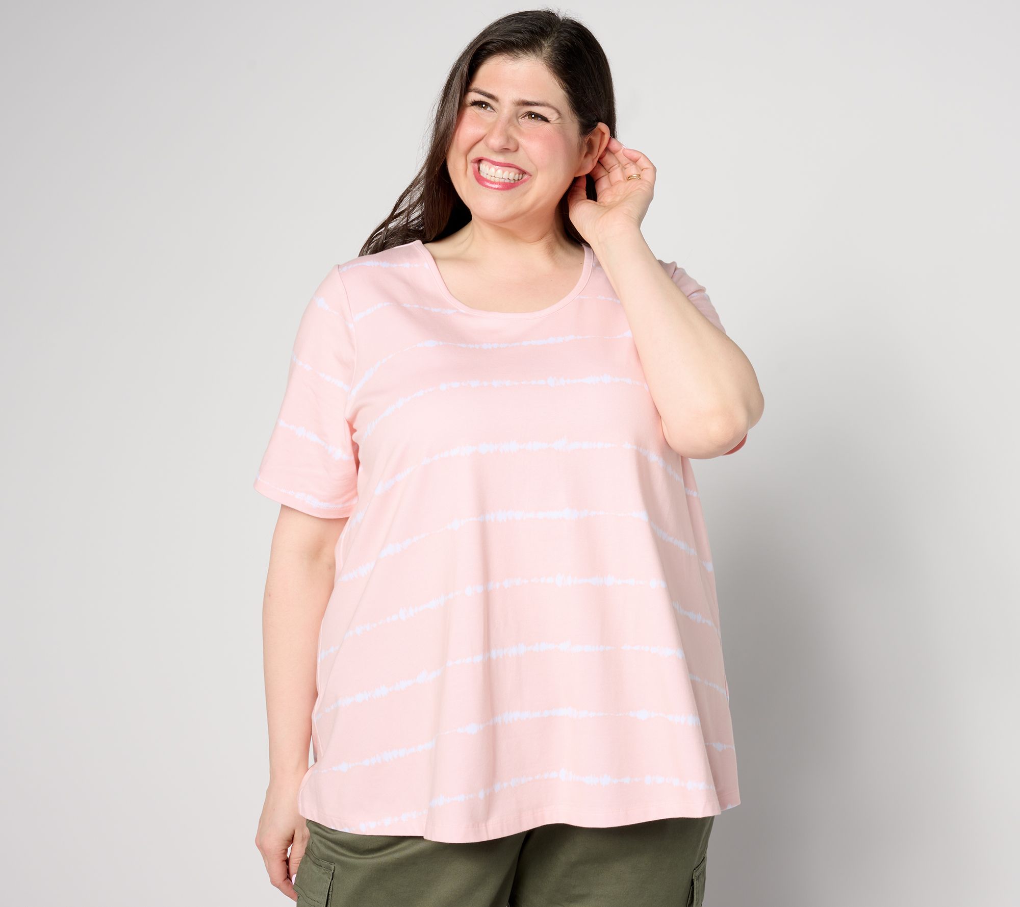 "As Is" Denim & Co. Printed Favorite Jersey U-Neck Swing Tunic