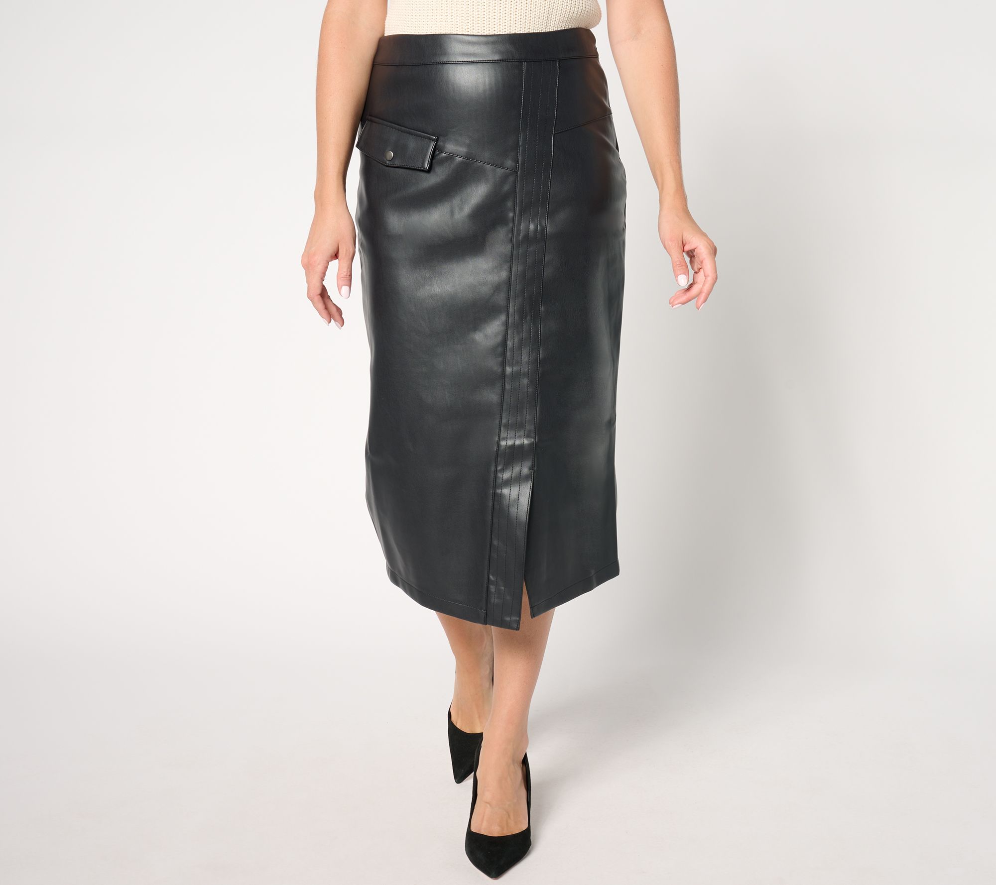 Green leather skirt qvc best sale