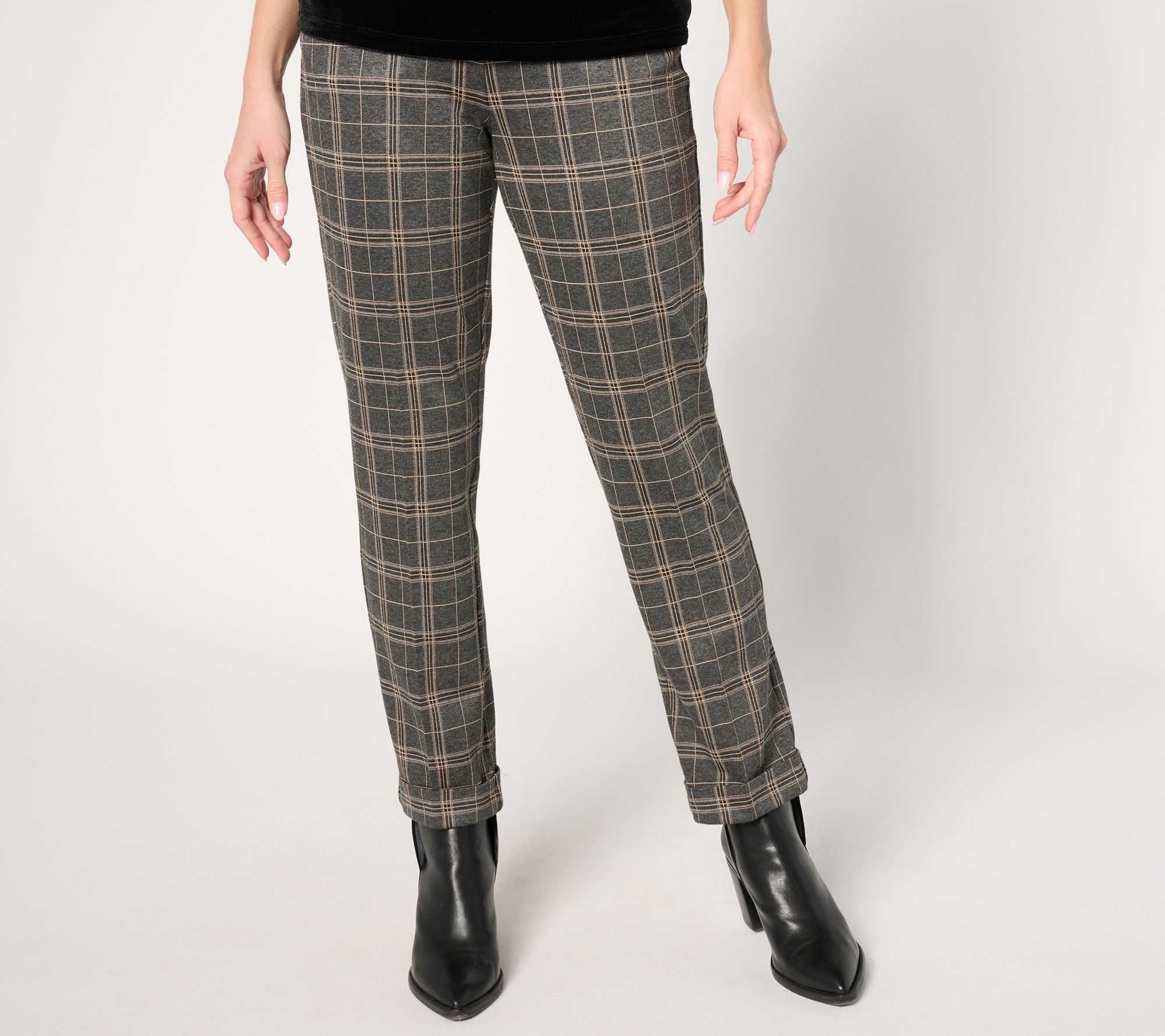 Susan Graver Petite Double Knit Straight Leg Pull On Pants