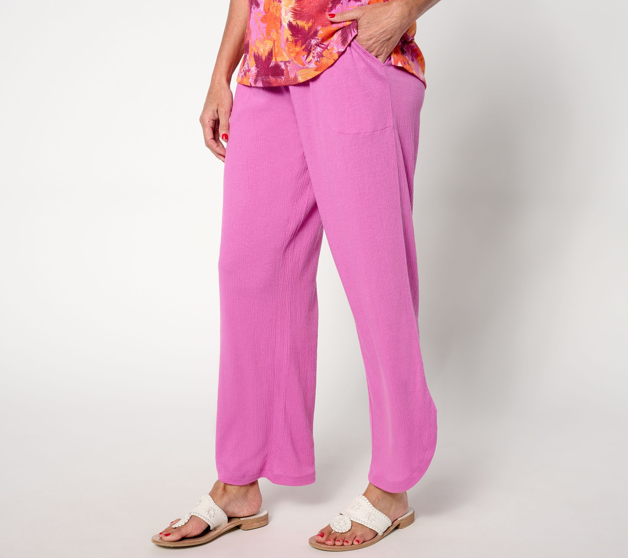 "As Is" Denim & Co. By the Beach Regular Knit Gauze Ankle Pant