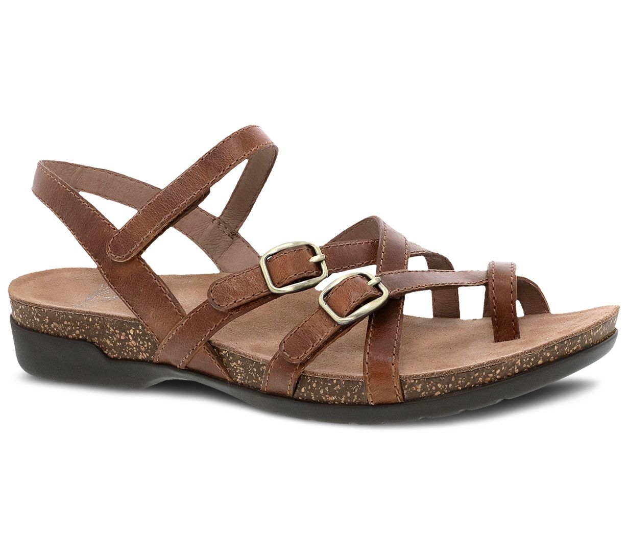 Dansko Tan Waxy Burnished Leather Strappy Sanda l- Roslyn