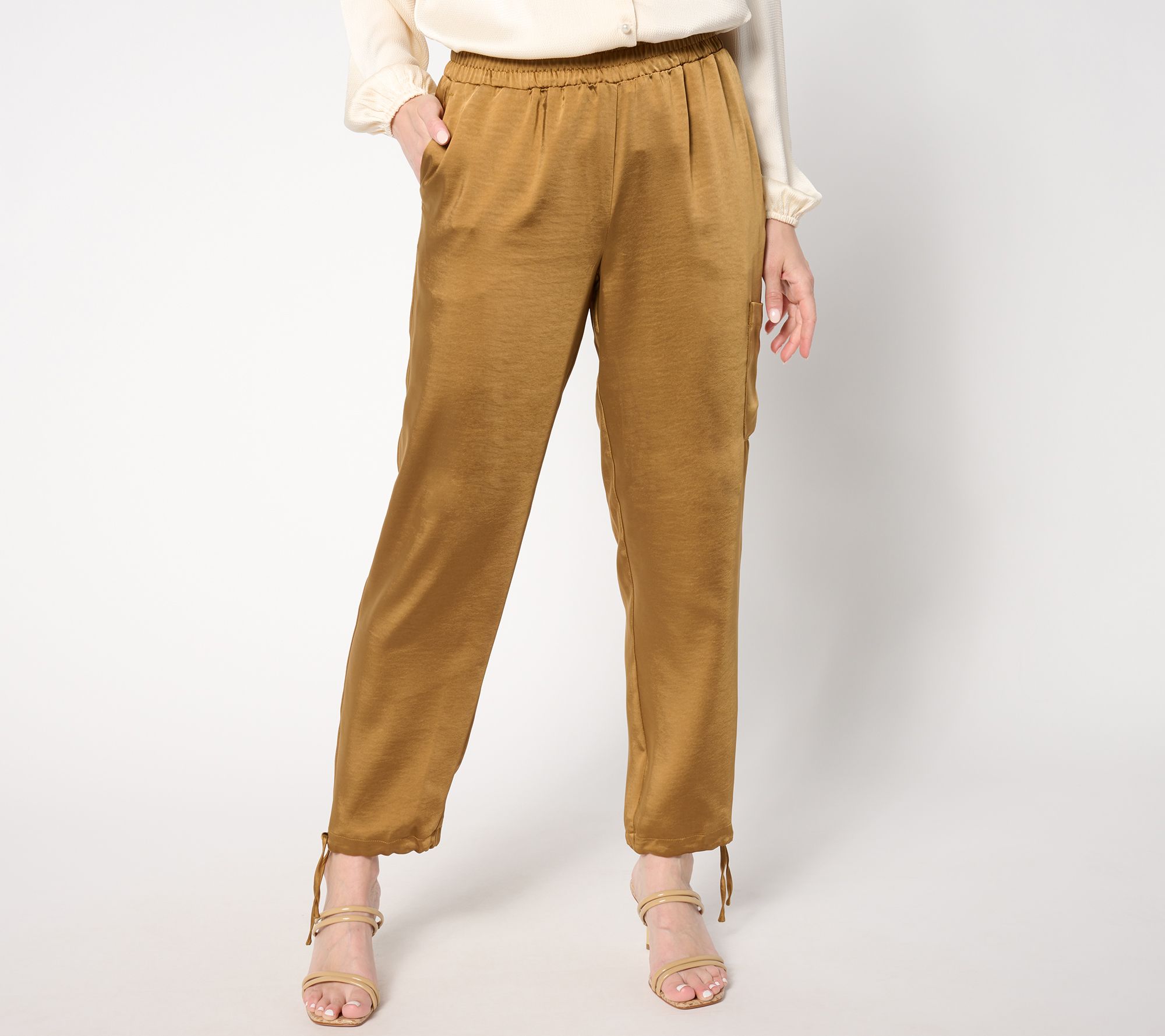 "As Is" Susan Graver Regular Matte Sateen Sofia Straight Leg Ankle Pant