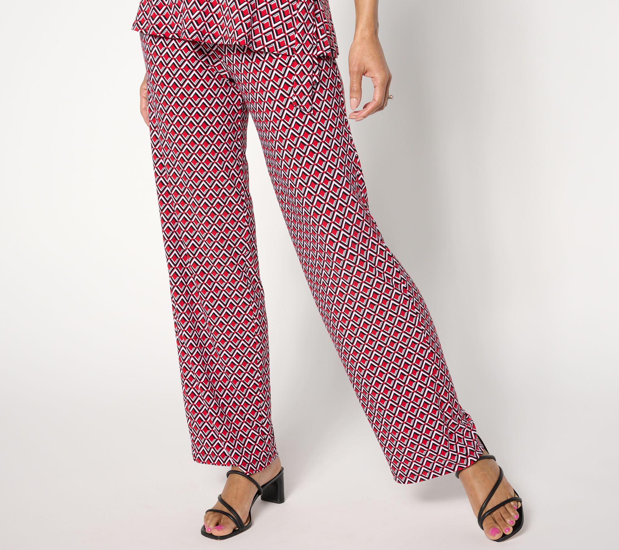 "As Is" Dennis Basso Petite Printed Italia Knit Pull On Pants