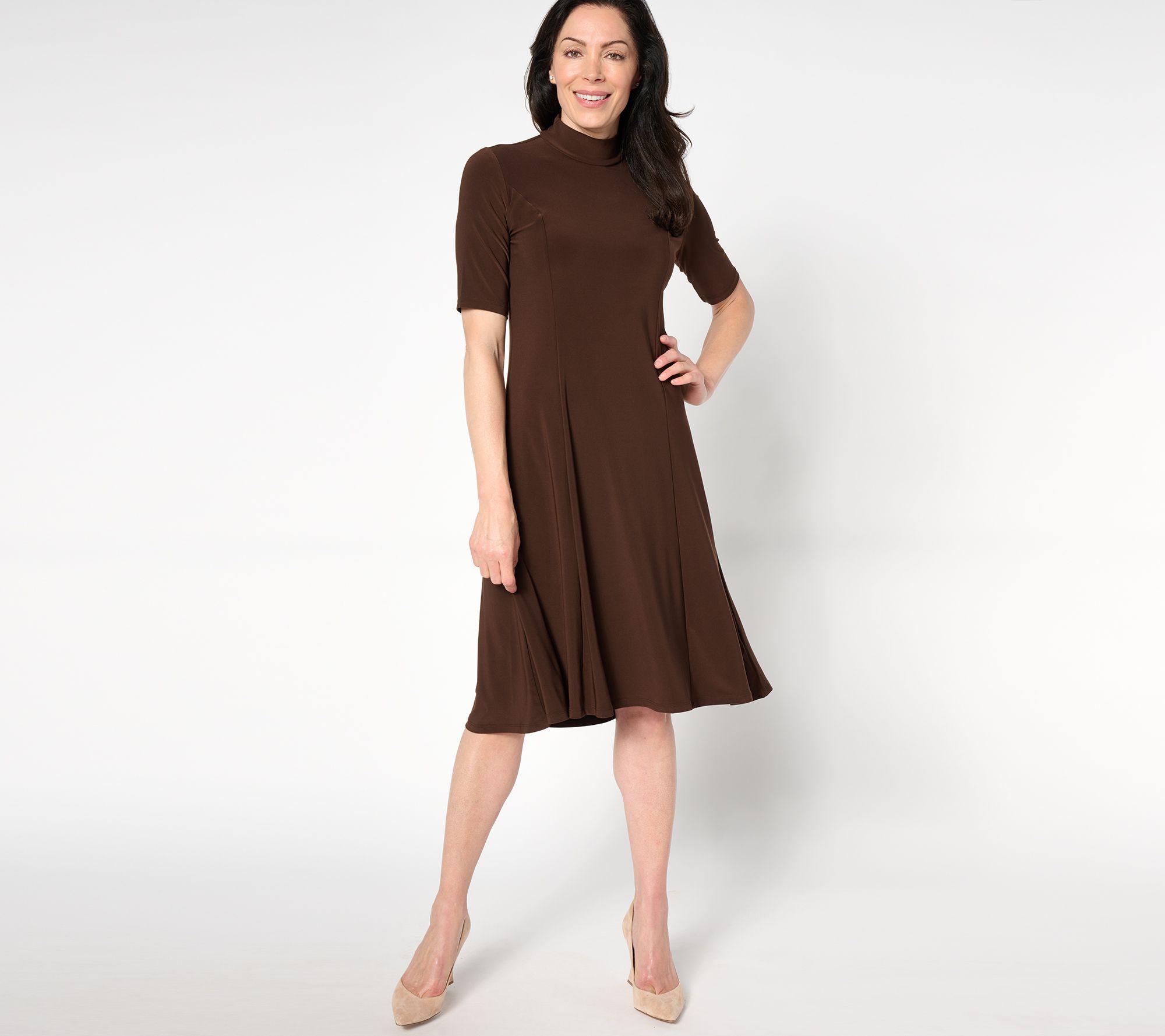"As Is" Dennis Basso Regular Italia Knit Dress with Elbow Sleeves