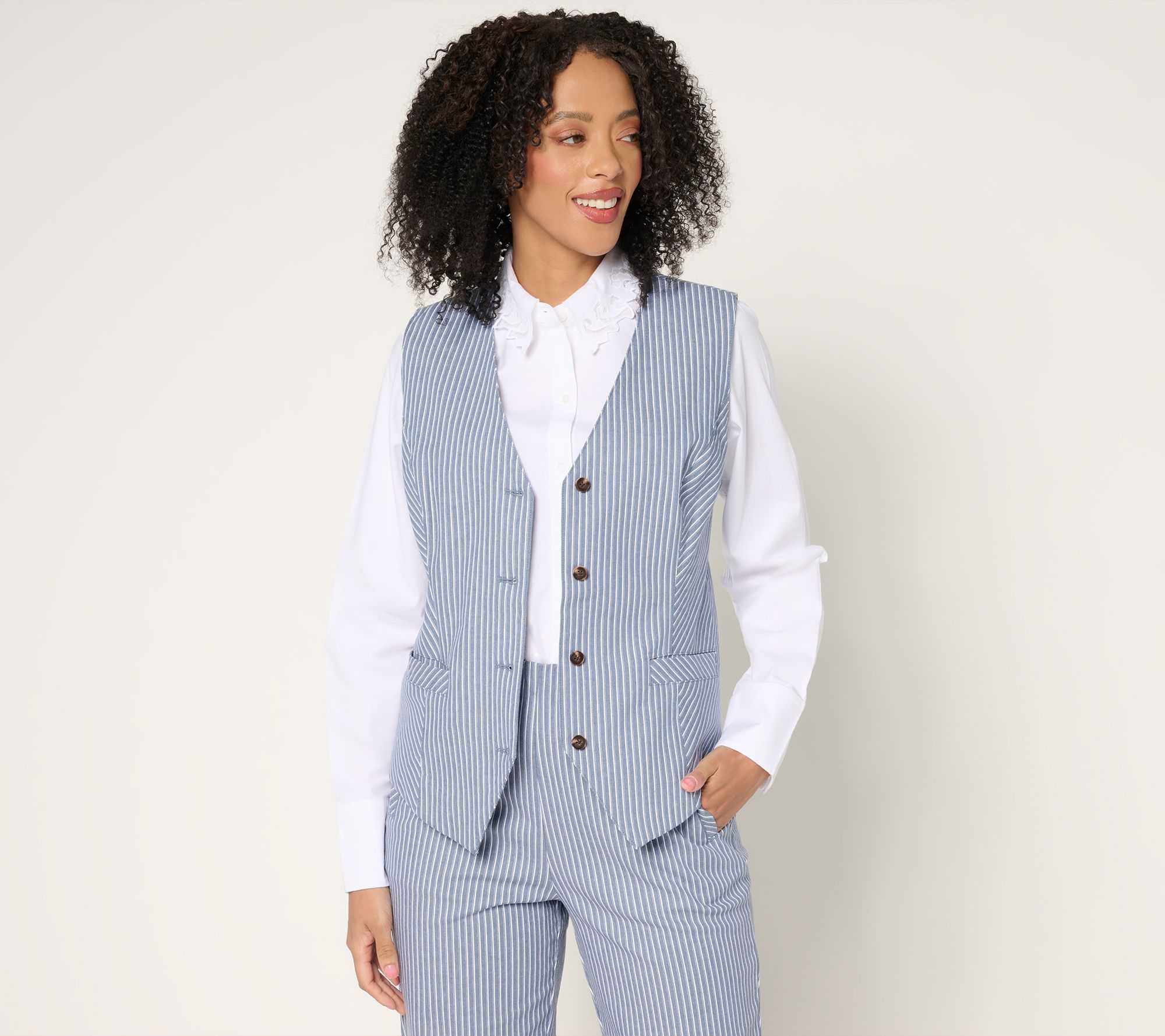 BEAUTIFUL by Lawrence Zarian V-Neck Button Front Vest