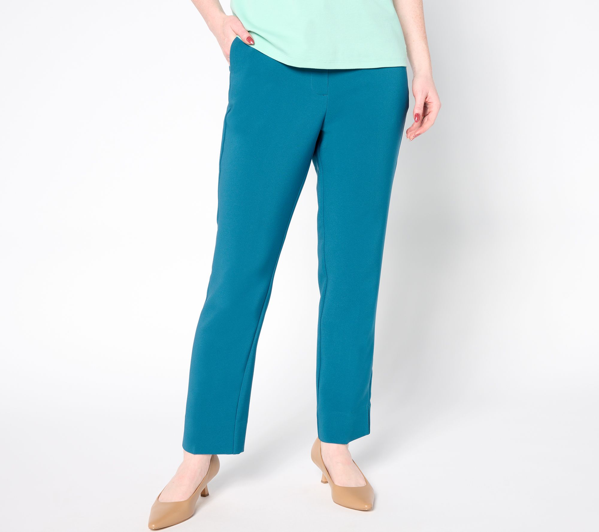 Isaac Mizrahi Live! Petite Stretch Crepe Straight-Leg Ankle Pants