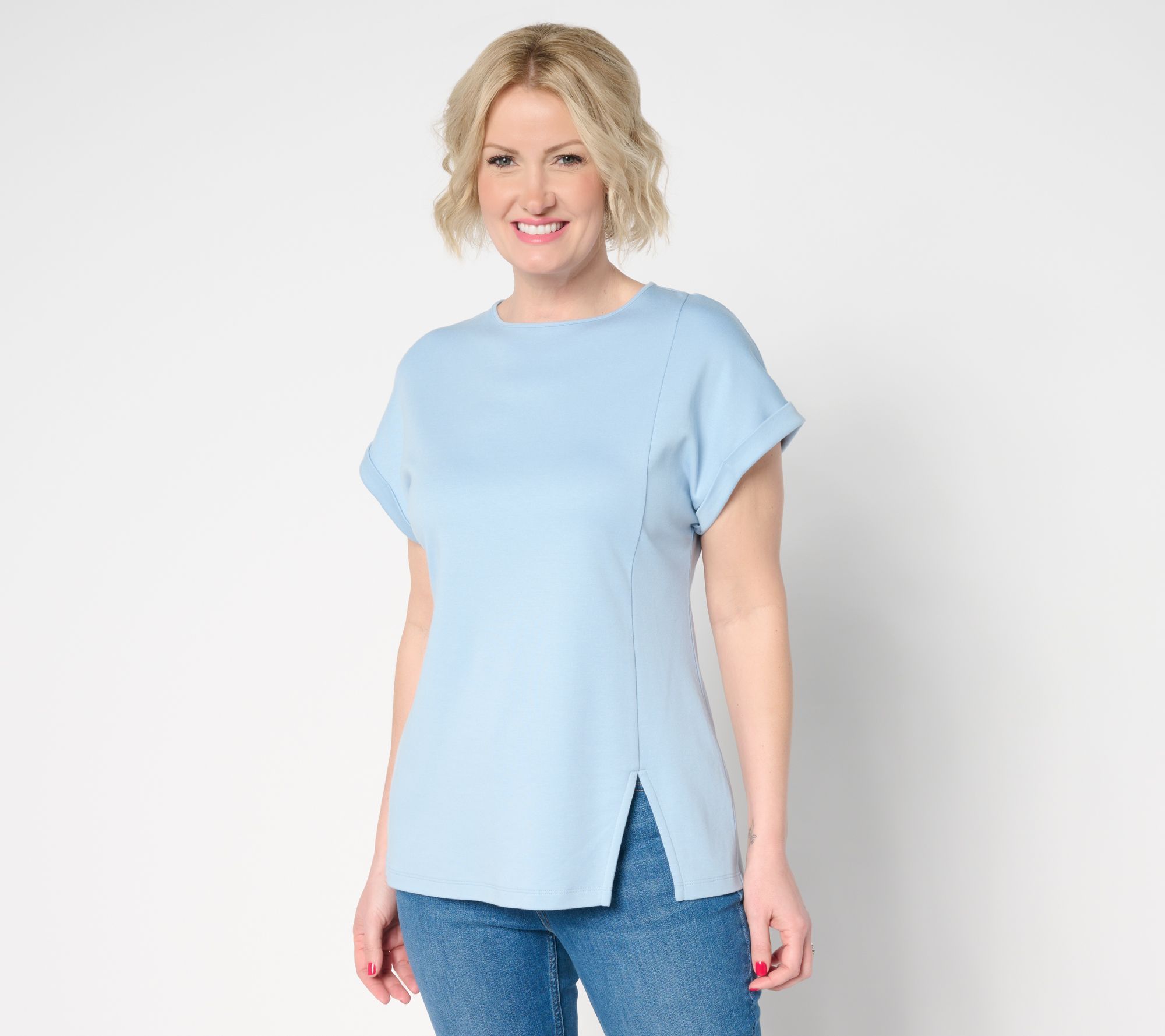 Martha Stewart Signature Short Sleeve Tunic with Side Seam Slit