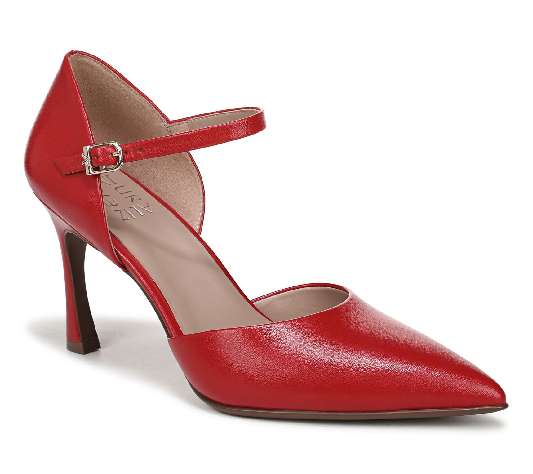 Naturalizer Leather Ankle Strap Pumps- Amber