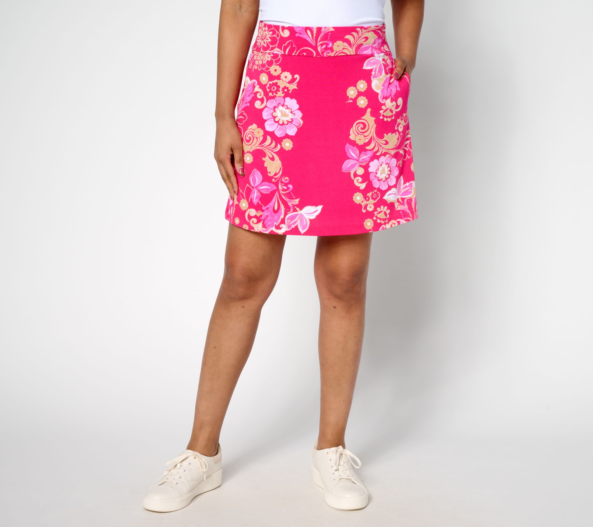 Susan Graver Courtside Social Regular Printed Liquid Knit Skort
