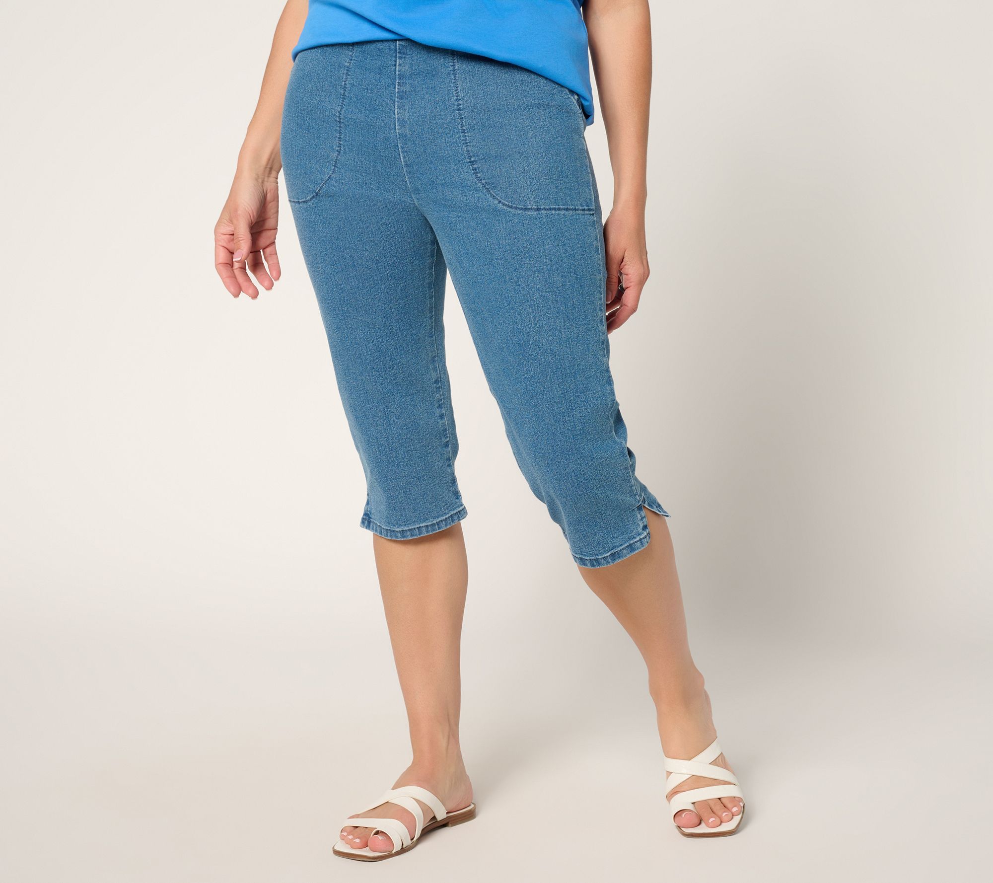Denim & Co. Regular Indigo Flat Front Side Pocket Skimmer